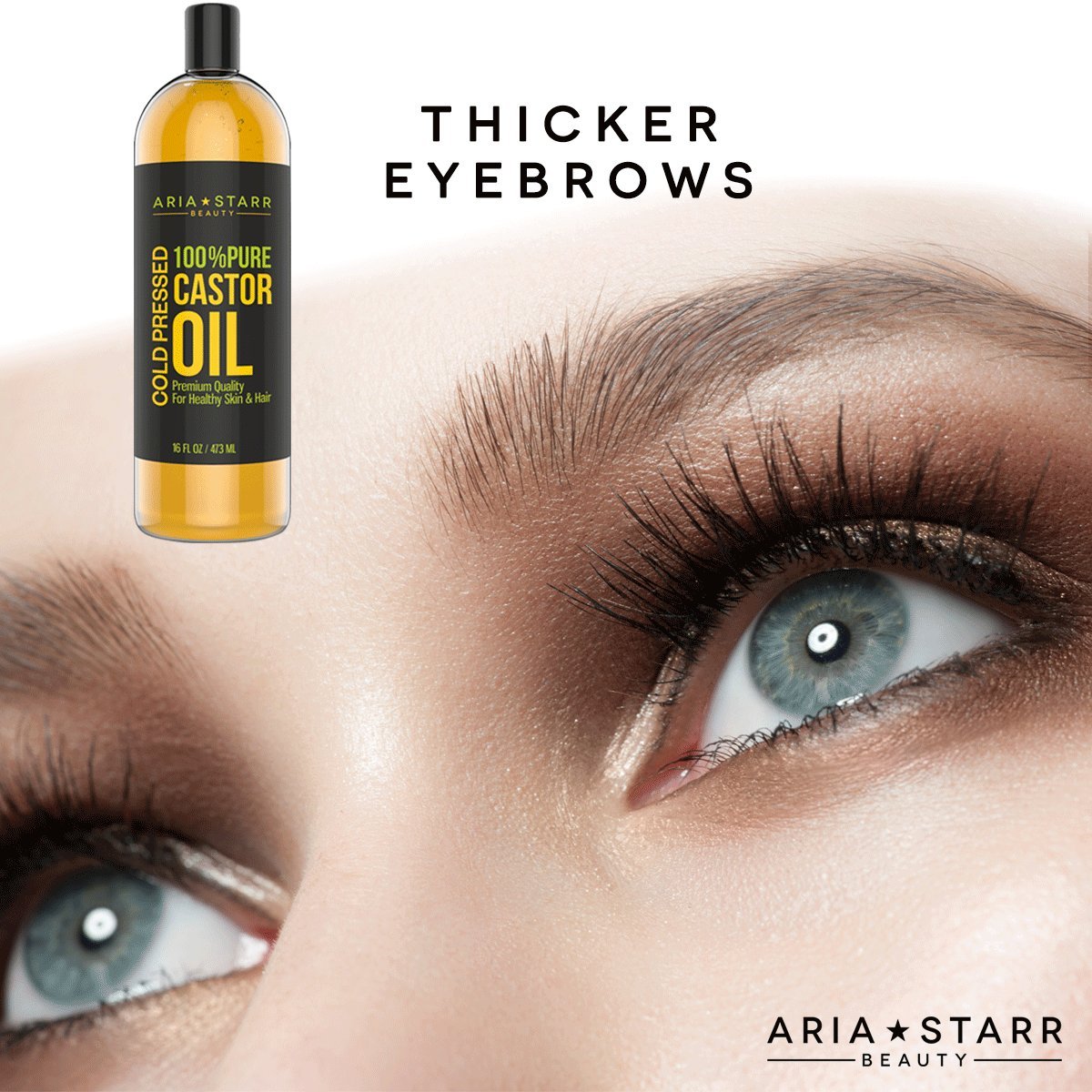 Aria Starr Castor Oil Cold Pressed - 16 FL OZ - 100% Pure Hair Oil For Hair Growth, Face, Skin Moisturizer, Scalp, Thicker Eyebrows And Eyelashes - Image 7