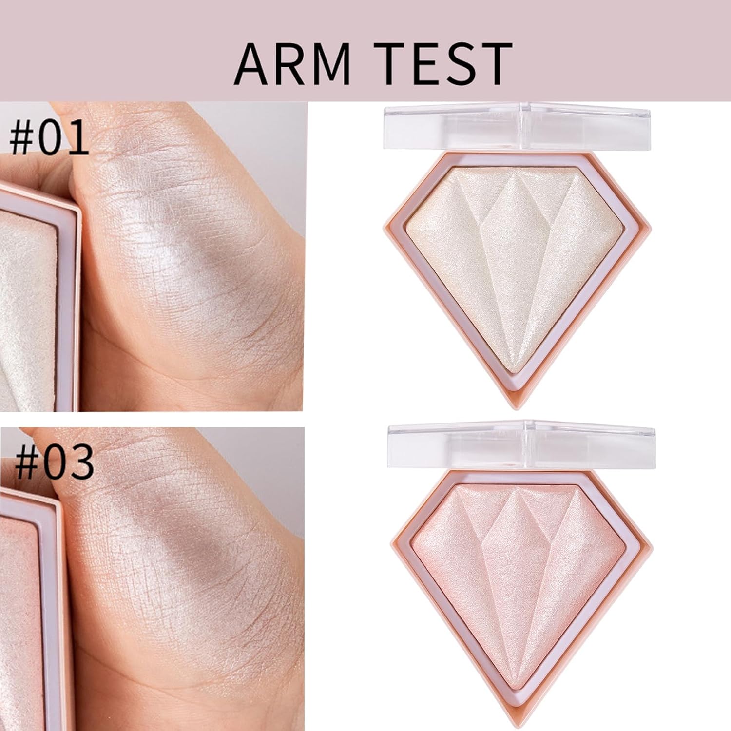 MEICOLY Baked Highlighter Powder Palette,Natural Face Highlighter Shimmer Powder,Long Lasting Glittery Highlighter Makeup Face Luminizer,01 Pearl White - Image 6