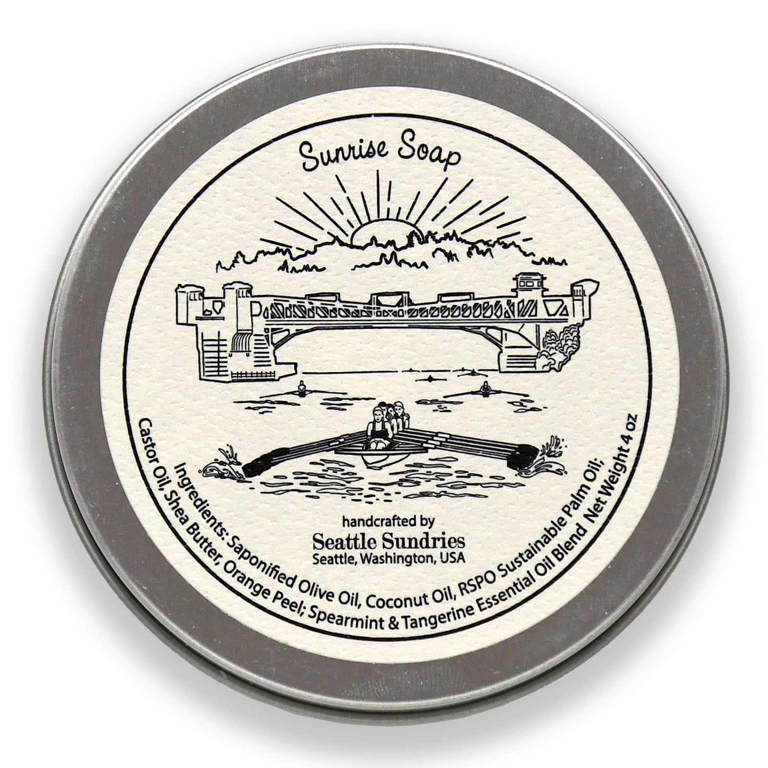 Refreshing Citrus Mint Soap for Women & Men - 3x (4oz) Moisturizing Shea Butter Bar Soap in a Low Waste Travel Tin - Rowing Coach Gift Set Pack - Image 4