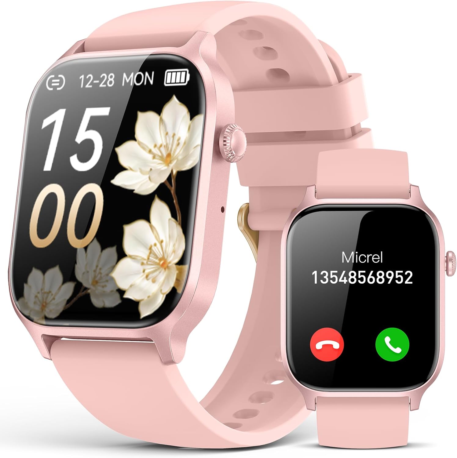 Smart Watch for Men Women- Answer/Make Call, 2025 IP68 Waterproof Fitness Tracker Watch with Sleep Monitor Step Counter Activity Smartwatch for Andriod iOS Phones (Pink, 1.83) - Image 2