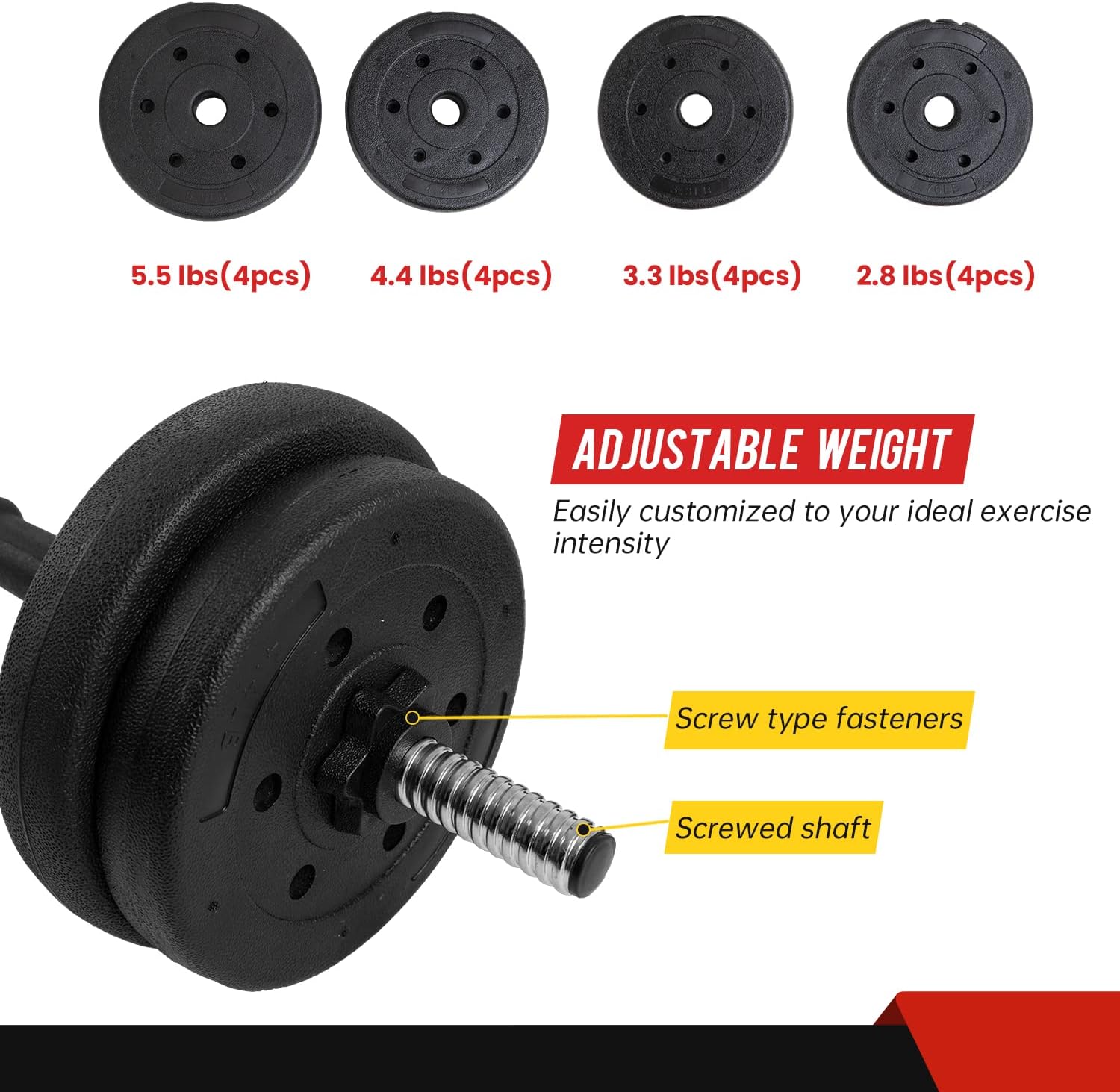 PayLessHere Adjustable Dumbbell Sets 2 in 1 Free Weights 66lbs Dumbbells with Anti-Slip Metal Handle for Men and Women Strength Training Home Gym Workout Equipment for Full Body Workout Fitness(Pair) - Image 4