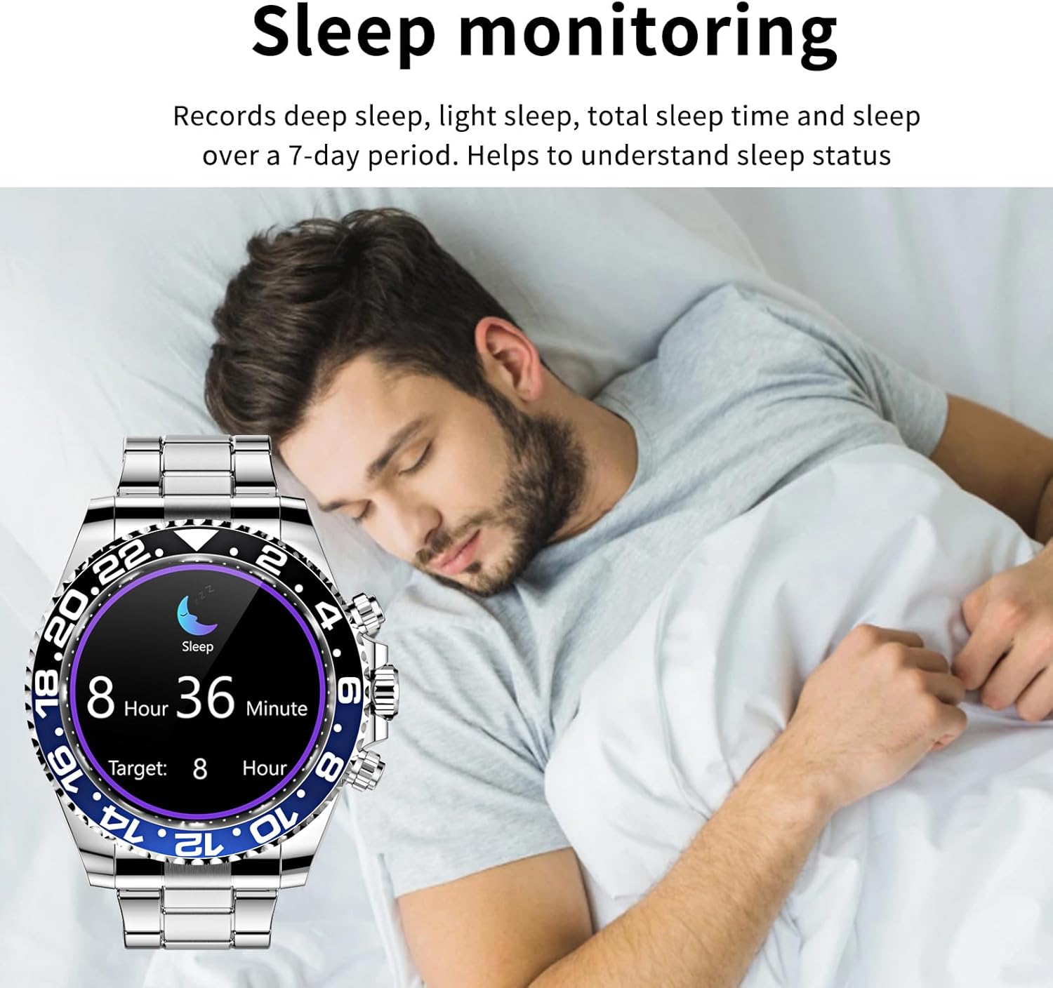 Smart Watch for Android Phones Answer Make Calls SMS Reminder Smartwatch Compatible iPhone Bluetooth Stainless Steel Fitness Watch Men Smart Watches for Men Reloj Inteligente - Image 3