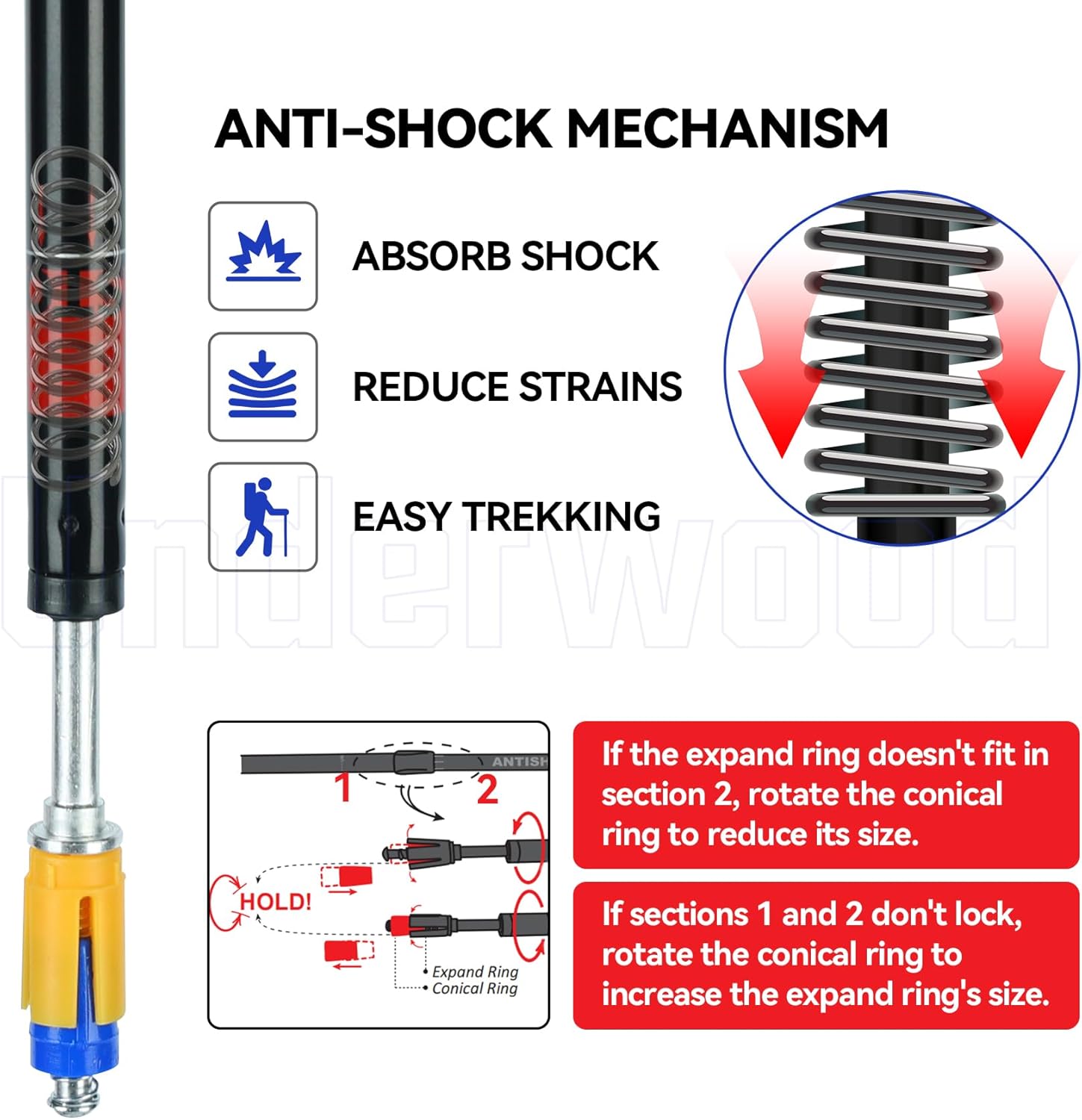 Collapsible Trekking Poles for Hiking 4 Pack - Adjustable Aluminum Hiking Poles, Lightweight Nordic Walking Sticks for Women, Men, Seniors, Kids, Hiking Sticks for Backpacking by Underwood Aggregator - Image 5
