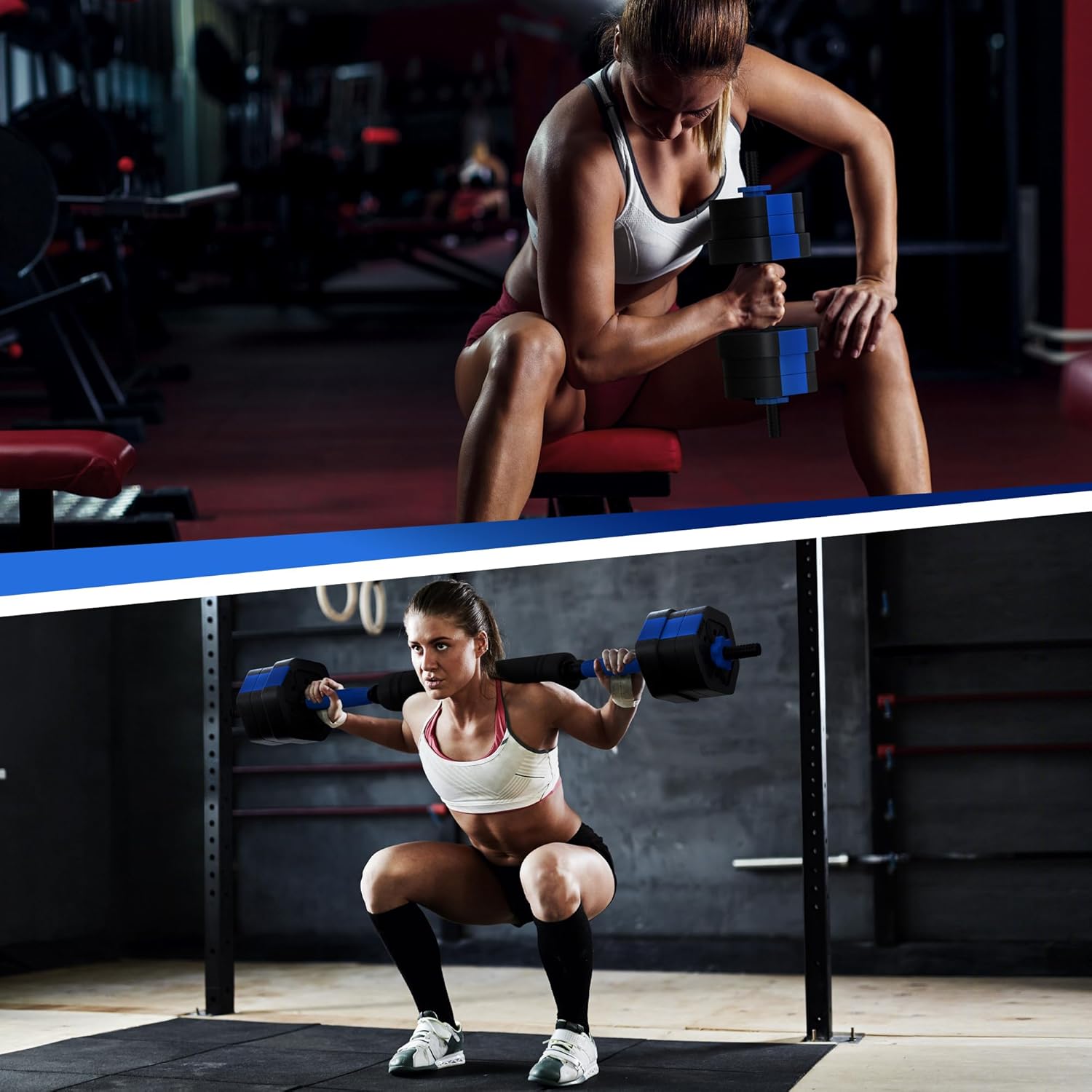 VIVITORY Dumbbell Sets Adjustable Weights, Free Weights with Connector, Non-Rolling Adjustable Dumbbell Set, Barbell for Home Gym, Hexagon, Cement Mixture - Image 6