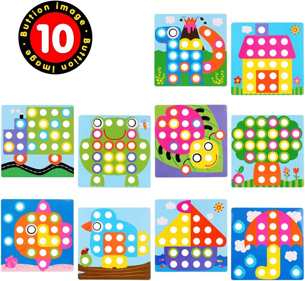 AMOSTING Matching Mosaic Pegboard – Sensory Early Educational Kids Activity, Gifts for Toddlers - Image 4
