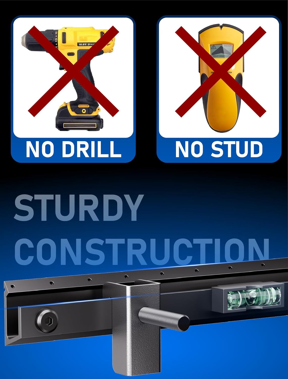 No Stud TV Wall Mount, No Drill TV Mount for 22-55 in, Drywall Studless TVs Bracket with Clear Instructions, Low Profile TVs Hanger with Sturdy Design, Easy to Install for Bedroom, Living Room - Image 9