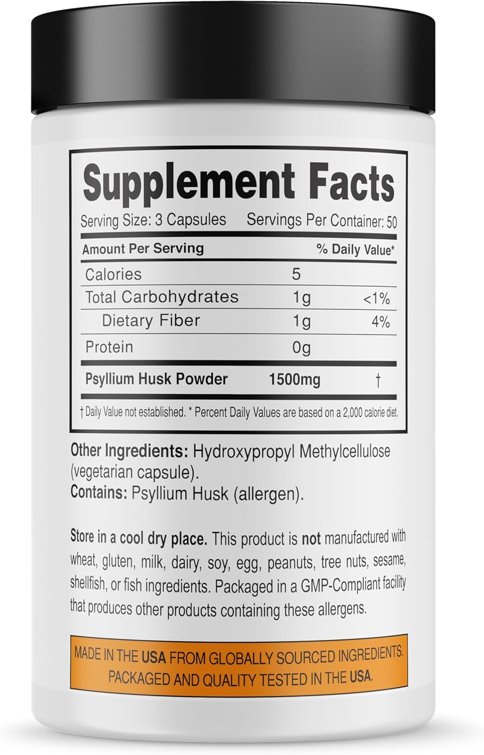It's Just! - Psyllium Husk, Dietary Fiber Supplement, Veggie Capsules, 1500mg Per Serving, 150ct Bottle (150 Count) - Image 4