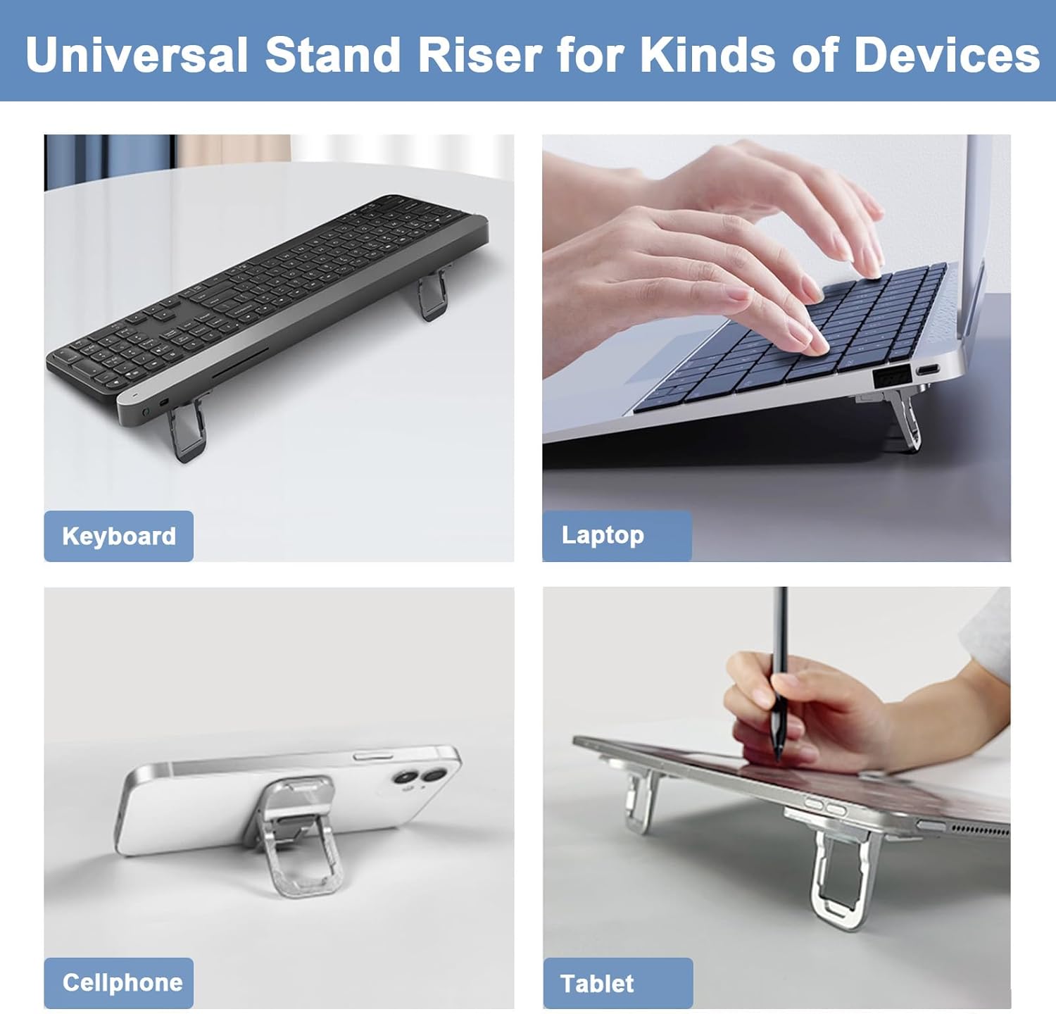 Mini Portable Laptop Stand for Desk Computer Keyboard Stand - Zinc Alloy Keyboard Riser with 2 Adjustable Angles Foldable Invisible Laptop Riser for MacBook, Dell, HP, Lenovo and More, Black - Image 8