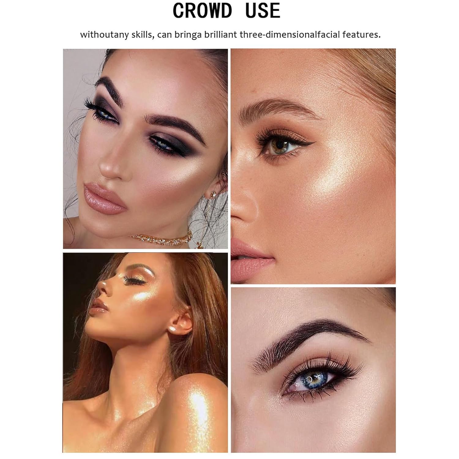 MEICOLY Baked Highlighter Powder Palette,Natural Face Highlighter Shimmer Powder,Long Lasting Glittery Highlighter Makeup Face Luminizer,01 Pearl White - Image 3