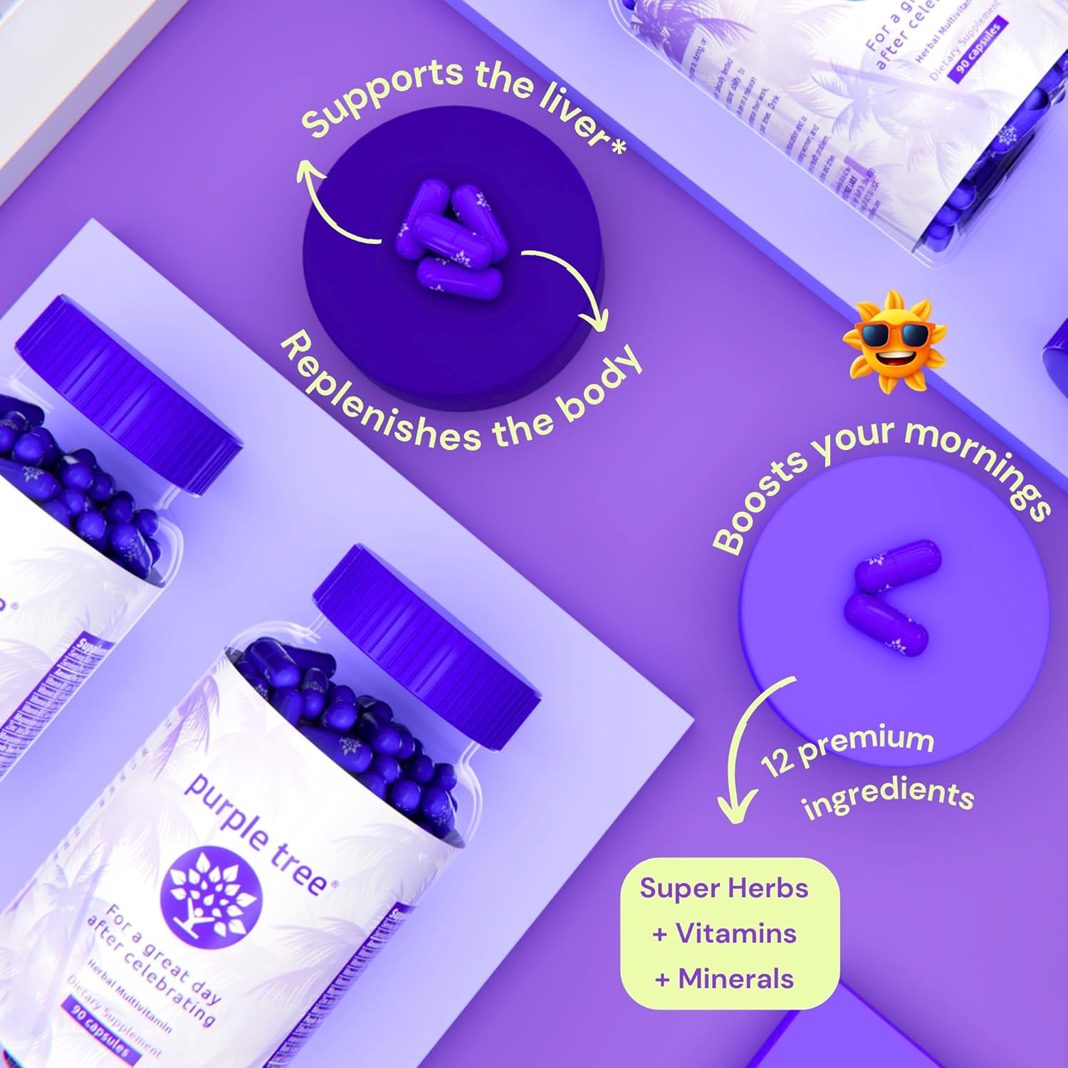 purple tree Post-Celebration Wellness Vitamins | Liver Support, Rapid Hydration, Body Replenisher | Dihydromyricetin DHM, Milk Thistle, Electrolytes, Vitamin B, Willow Bark, Quercetin (30 Pills) - Image 4