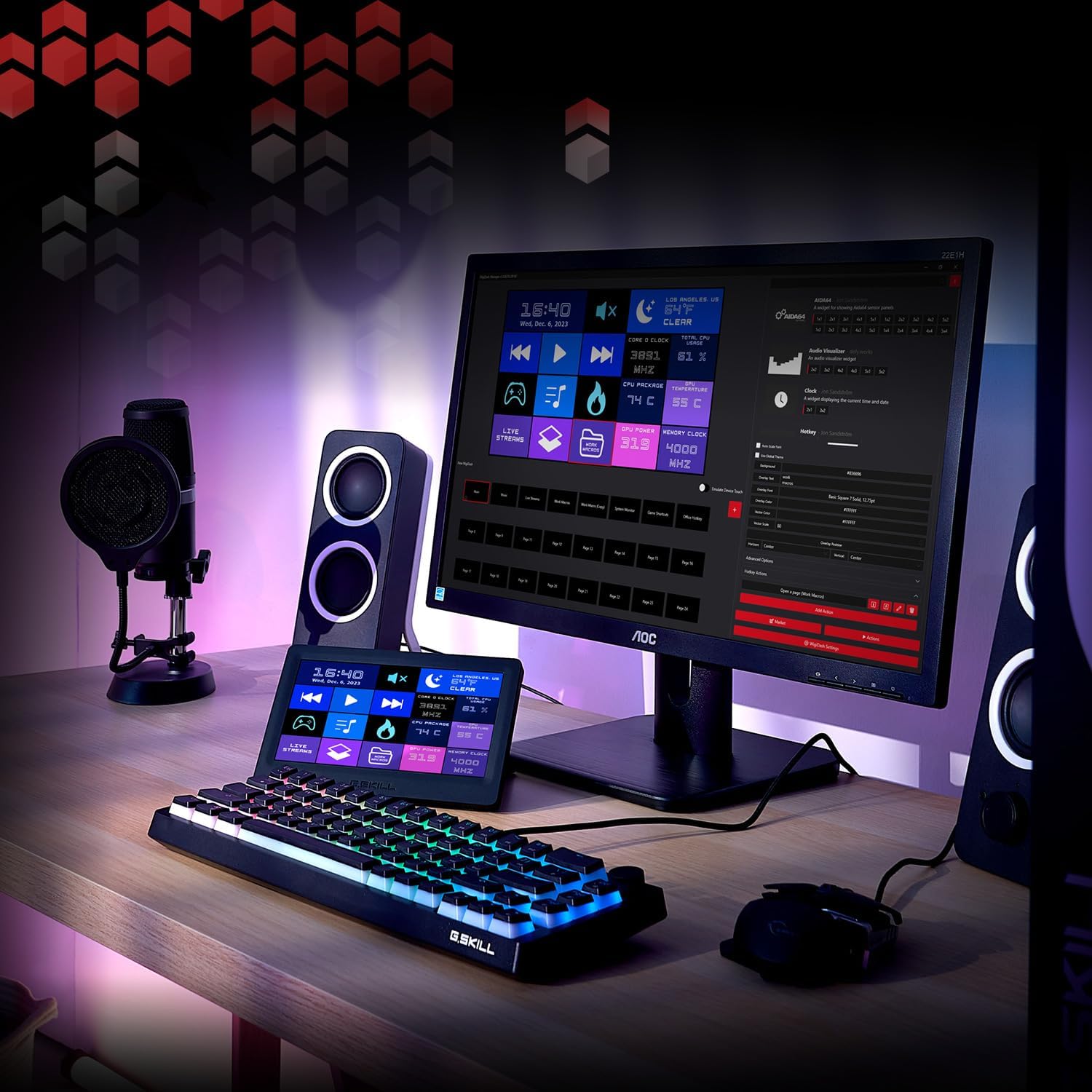 G.SKILL WigiDash PC Command Panel - 7 inch Touch Display, Up to 20 (5x4) Widget Grid, Customizable Hotkeys/Shortcuts/Widgets, Monitor System Performance (Windows 10 and 11, USB Powered) - Image 6