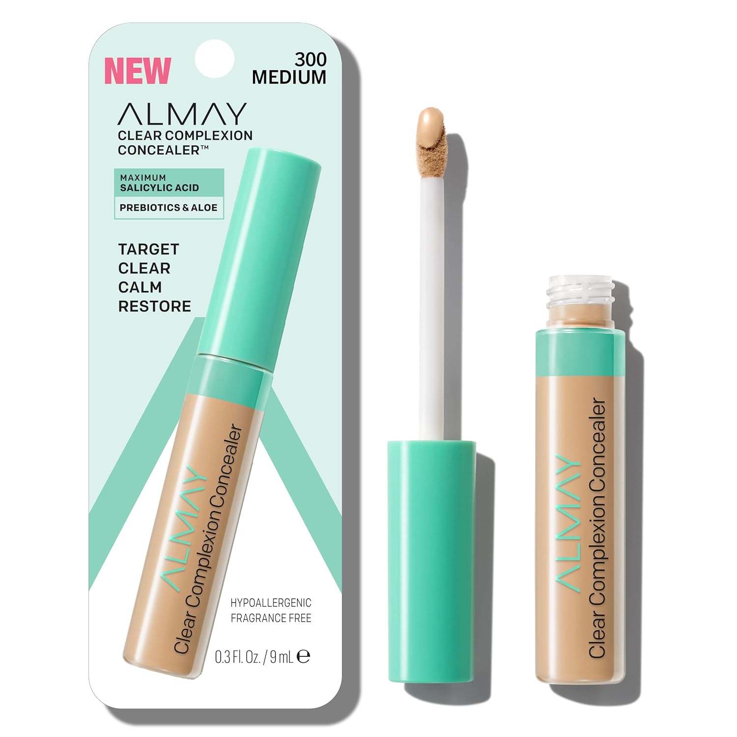 Almay Clear Complexion Acne & Blemish Spot Treatment Concealer Makeup with Salicylic Acid- Lightweight, Full Coverage, Hypoallergenic, Fragrance-Free, for Sensitive Skin, 300 Medium, 0.3 fl oz. - Image 2