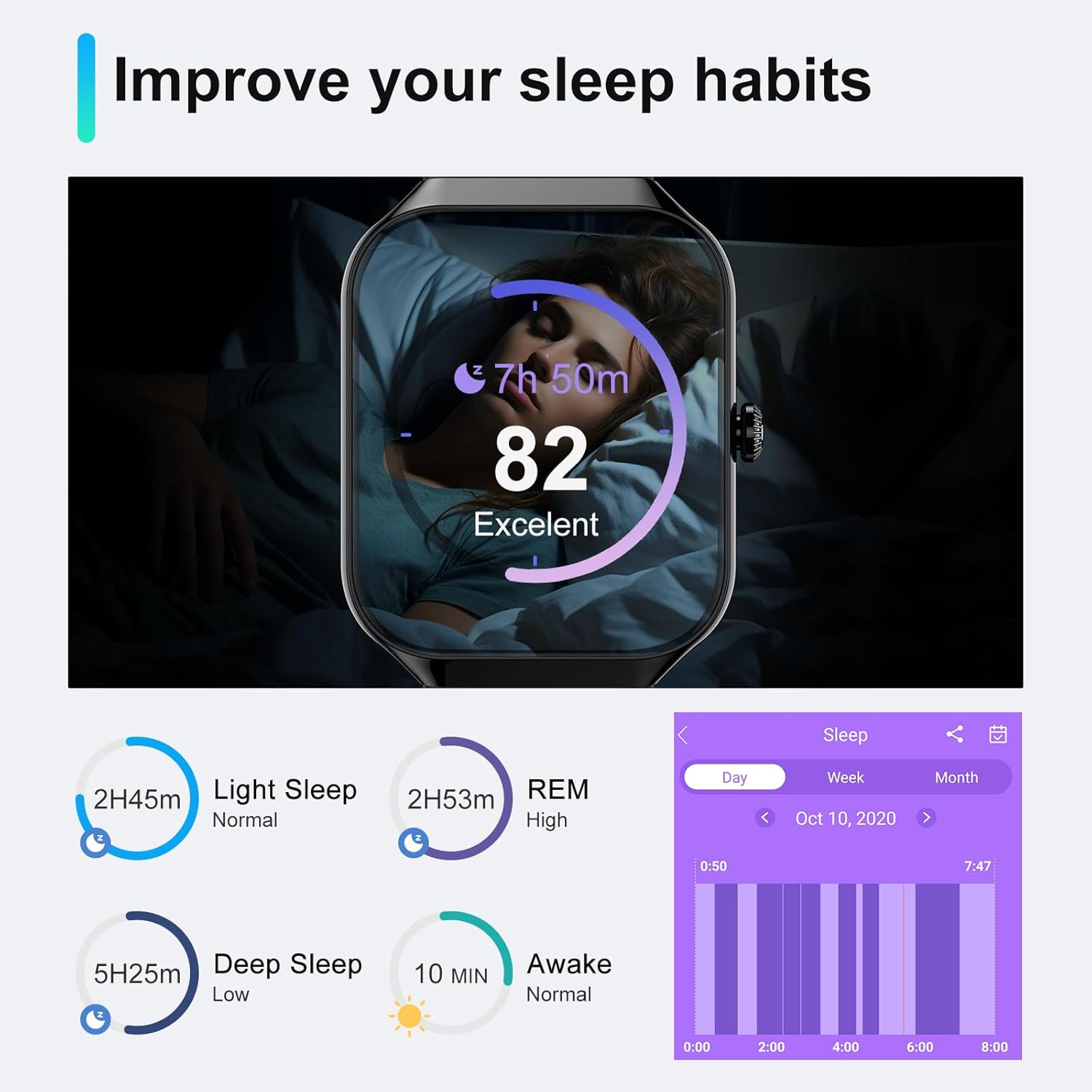 Smart Watch for Men Women Answer/Make Calls, 1.96" HD Fitness Watch with Heart Rate Monitor Sleep Monitor, 113+ Sports Activity Trackers with Step Counter, IP68 Waterproof, Smartwatch for Android/iOS - Image 7