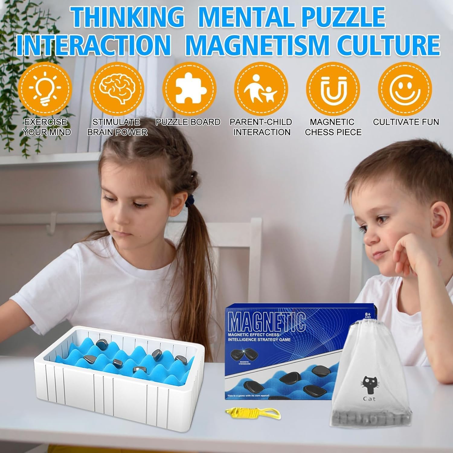 Magnetic Chess Game - Fun Tabletop Game, Strategy Game for Kids and Adults with Magnets, Fun Tabletop Multiplayer Chess for Family Party (Rope + Sponge) - Image 5