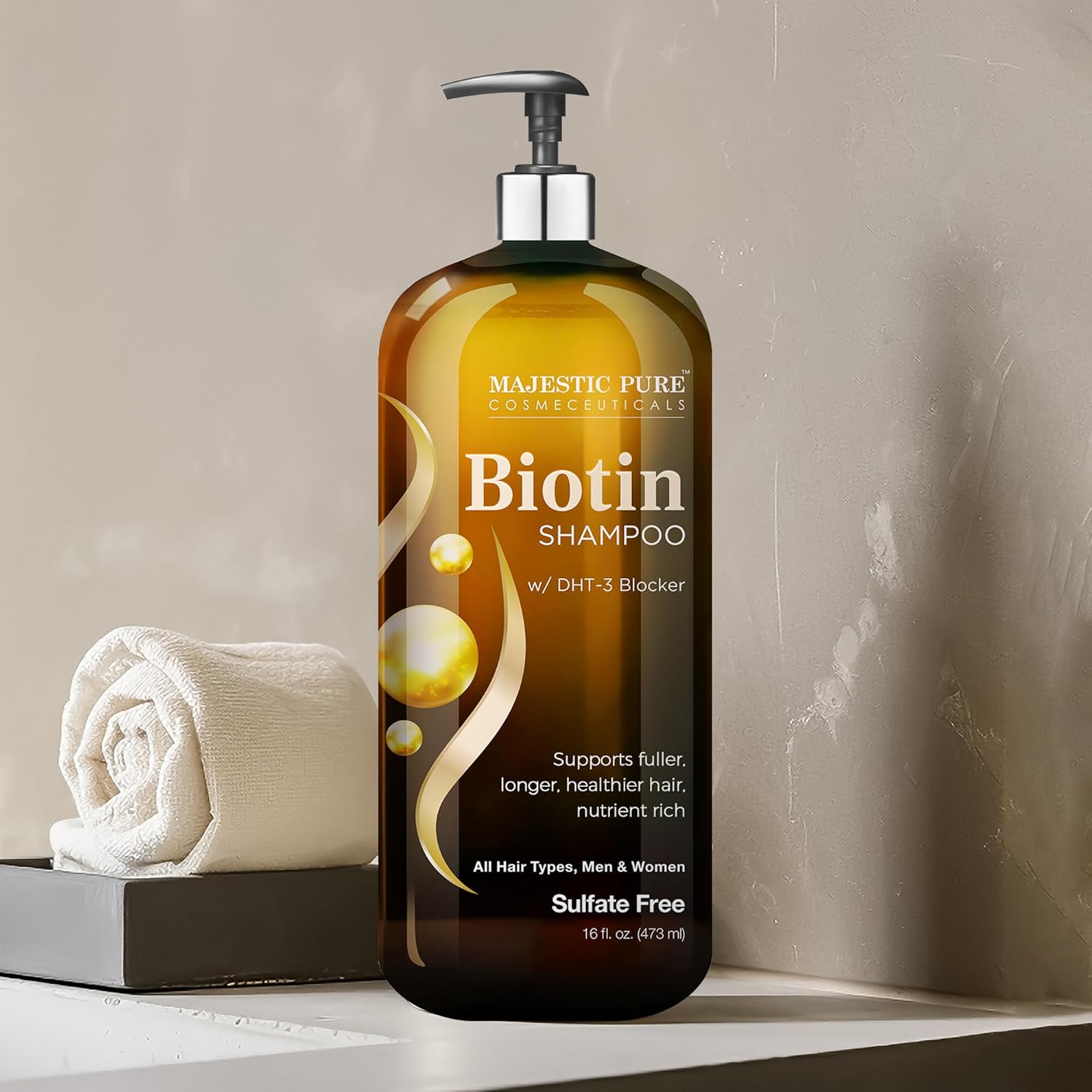 Majestic Pure Biotin Shampoo - Volumizing Shampoo for Hair Loss - with DHT-3 Blocker - Hydrating & Nourishing - Sulfate Free, for Men & Women - Thin Hair Shampoo - 16 fl oz - Image 5