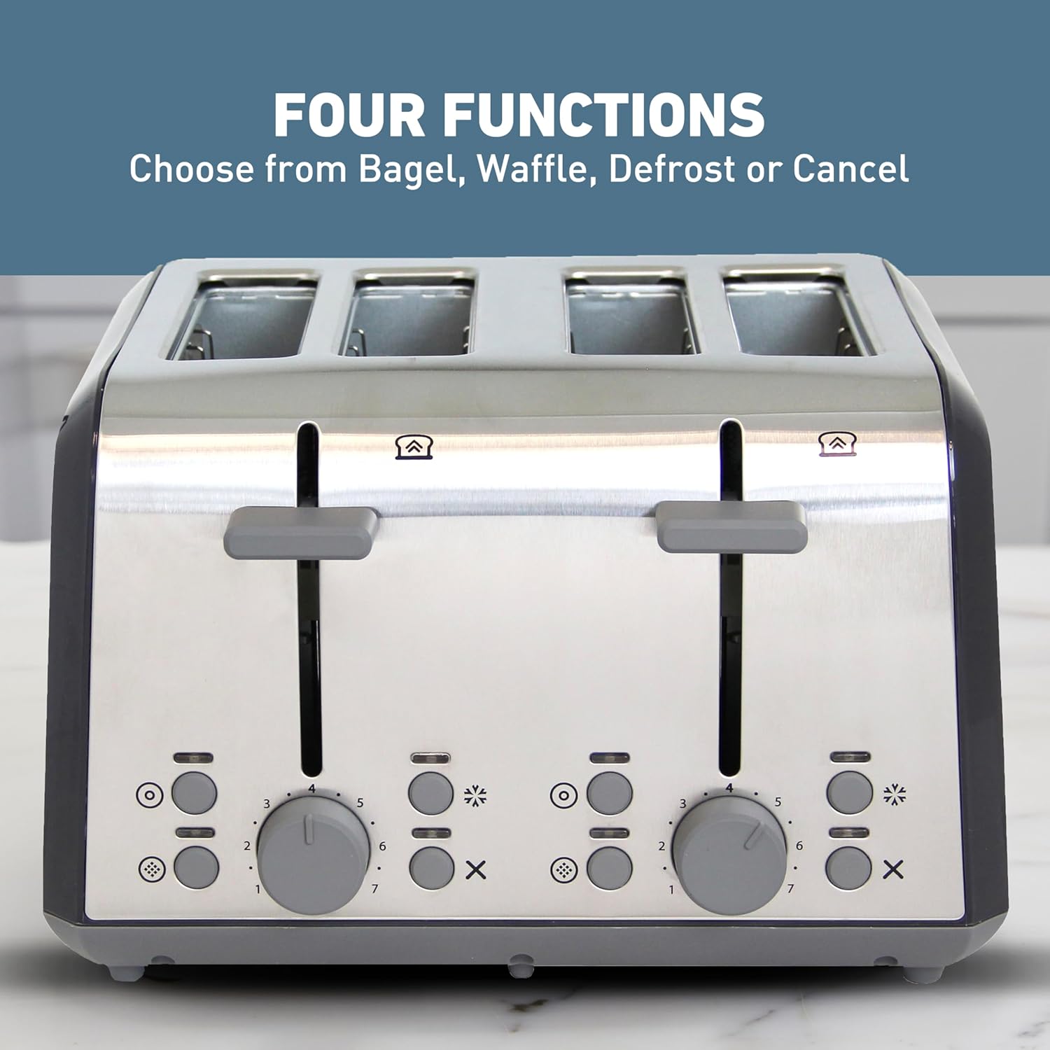 West Bend Toaster 4 Slice Extra-Wide and Deep Slots with 4 Functions and 7 Shade Settings Ultimate Toast Lift Lever and Removable Crumb Tray, 1500-Watts, Black - Image 6