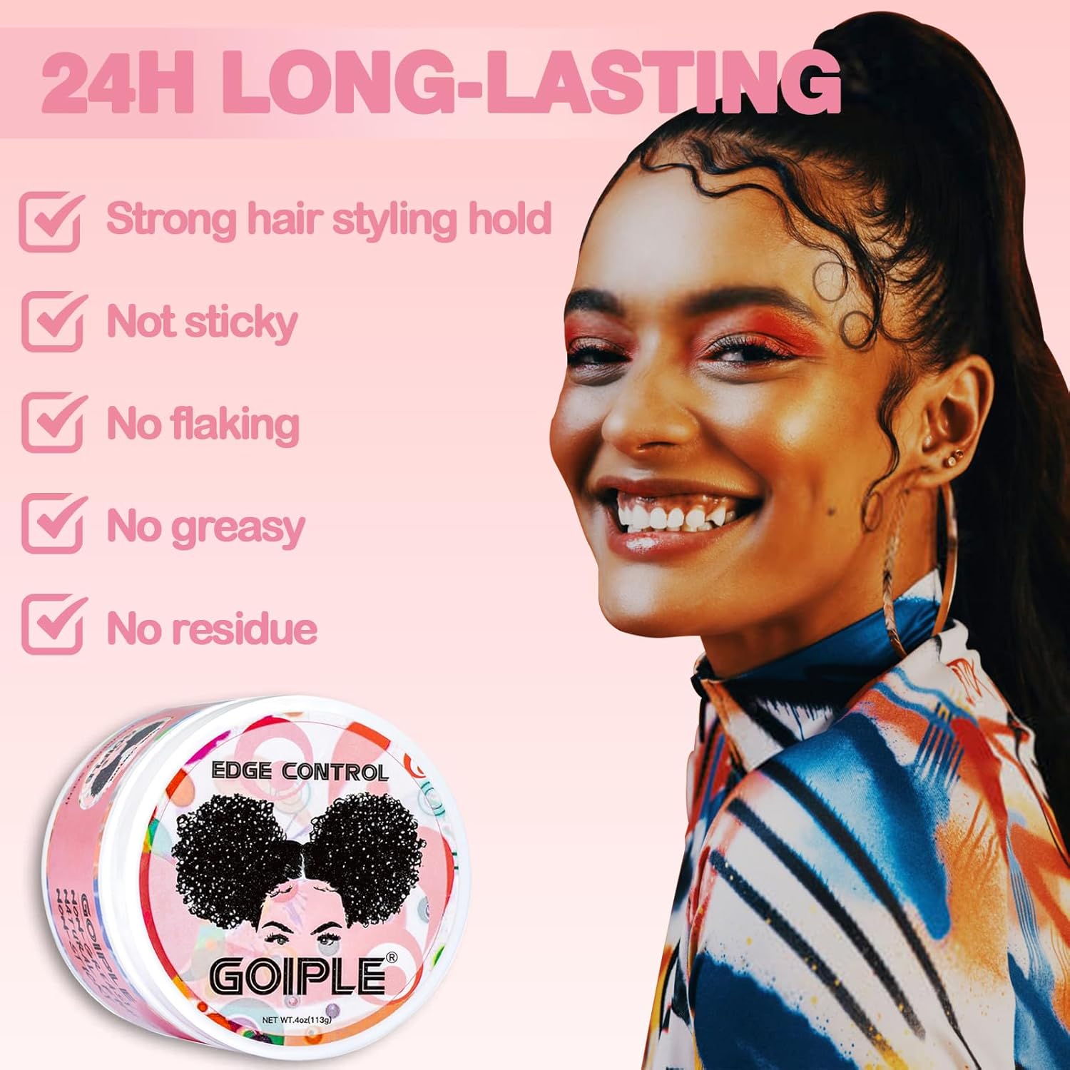 Strong Hold Non-Greasy Edge Control Gel and Wax Stick with Hair Comb for All Hair Types - No Flaking Edge Wax for Styling Black Hair Wigs - Image 4