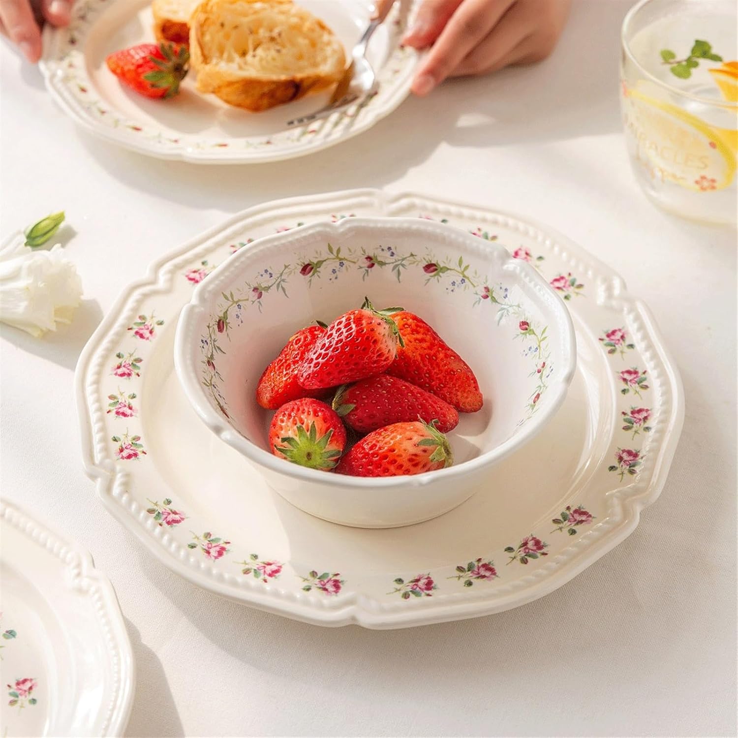 Dinner plate, Ceramic Vintage Rose Dinner Plate Kitchen Tableware Deep Plate Dinner Plate Large Size Dinner Plate Suitable for Salad Steak,Dinnerware - Image 5