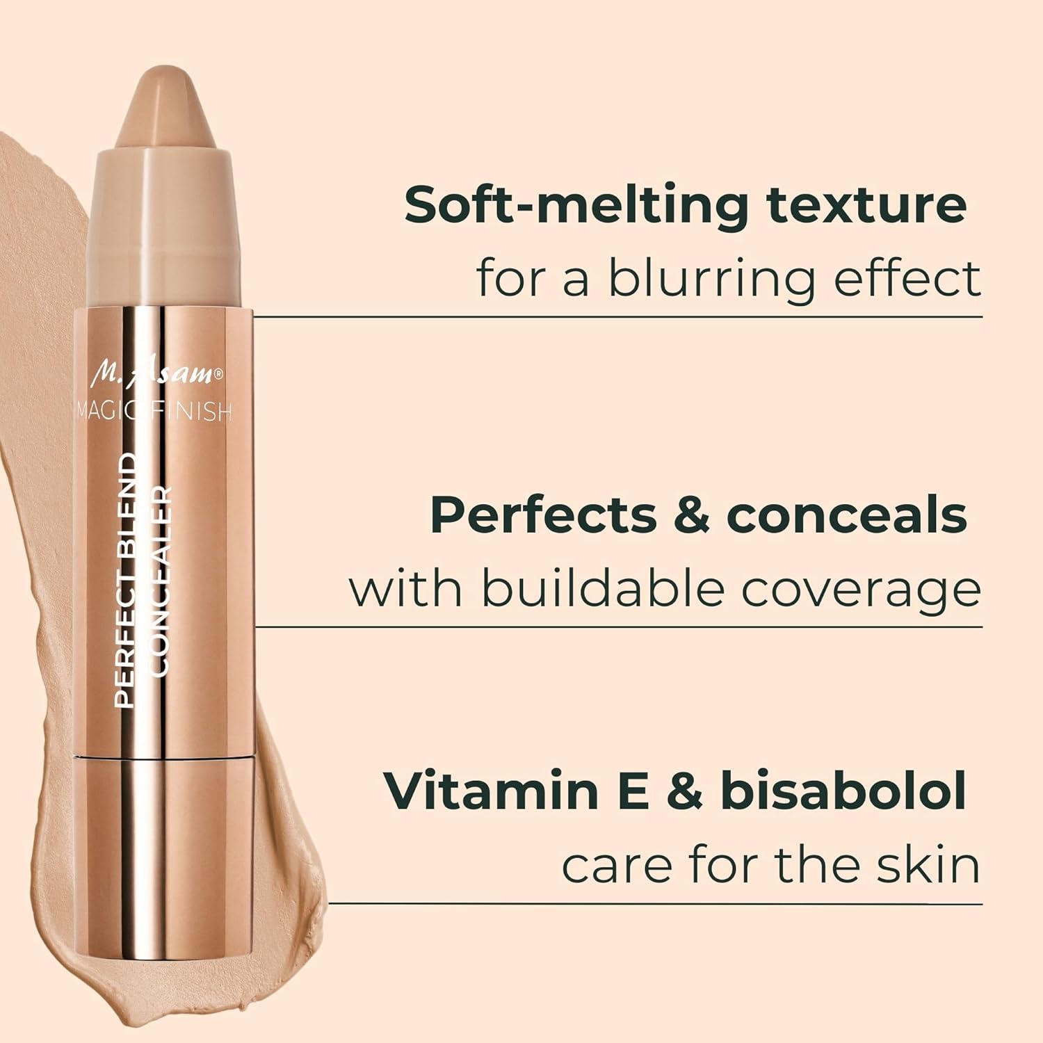 M. Asam MAGIC FINISH Perfect Blend Concealer Nude (0.1 Oz) - concealer perfects & conceals blemishes & imperfections, make-up with adjustable coverage & instant blur effect, vegan - Image 3