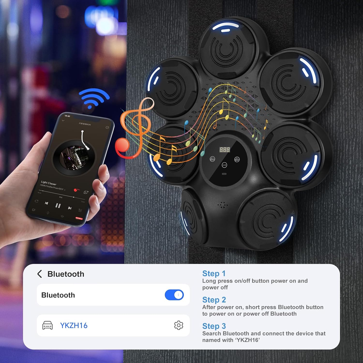 Smart Boxing Machine, 9 Speed-Modes Interactive Punching Trainer with Gloves, Music Boxing Machine Punching Equipment, Home Workout Boxing Target Machine with Wall Mounted - Image 4