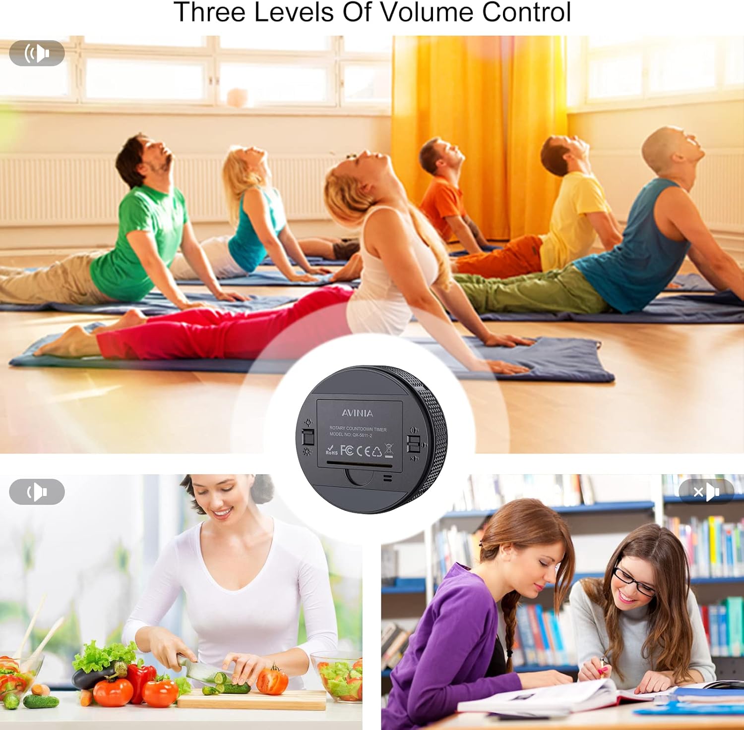 AVINIA Digital Kitchen Timers, Visual timers Large LED Display Magnetic Countdown Countup Timer for Classroom Cooking Fitness Baking Studying Teaching, Easy for Kids and Seniors Black - Image 6