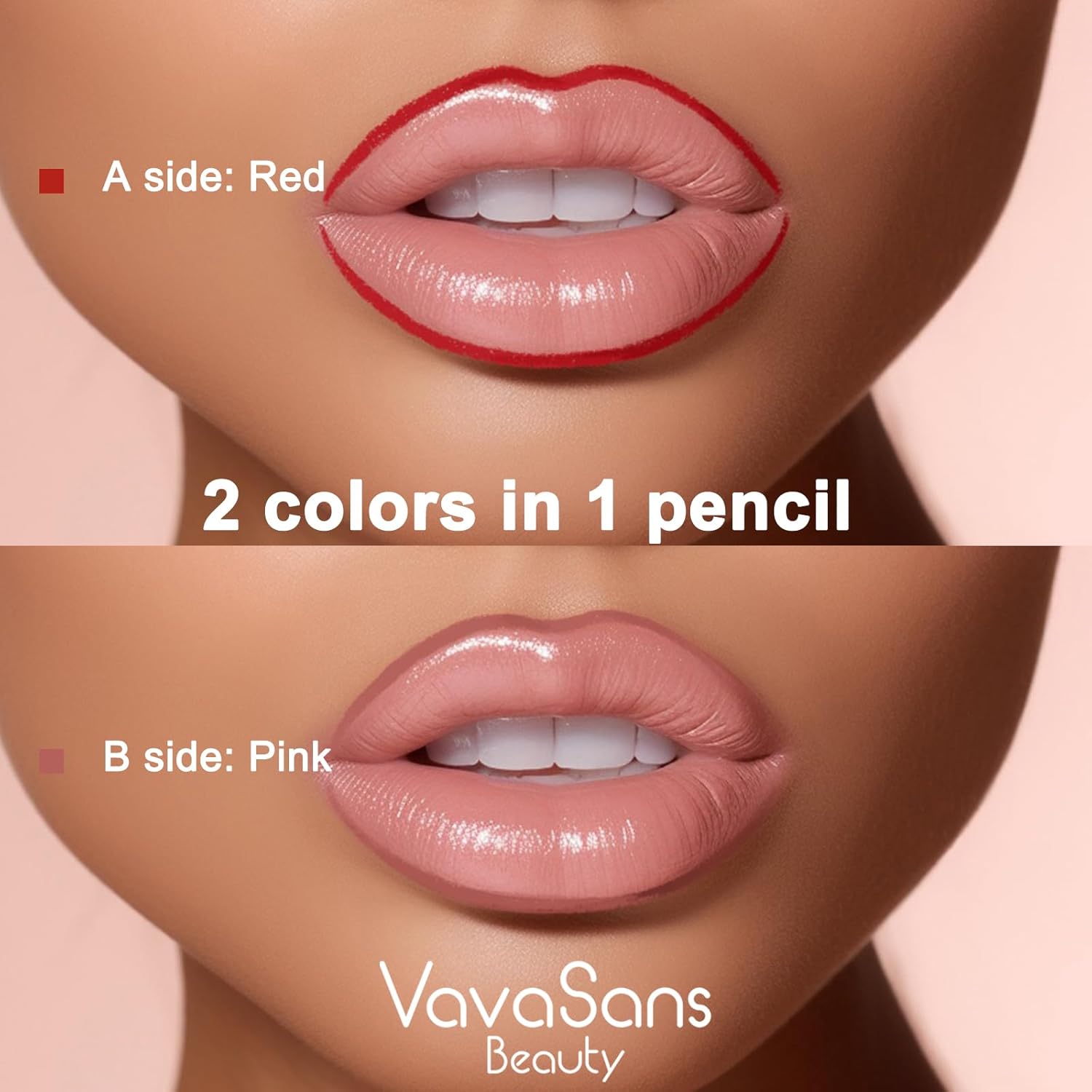 Matte Lip Liner Mechanical Pencil Ultra-Blendable Ruby Red and Pink Dual Ended Two Color Retractable Lipliner Pigmented Smooth Creamy Textured Waterproof Smudge Proof Long Lasting Makeup - Image 4