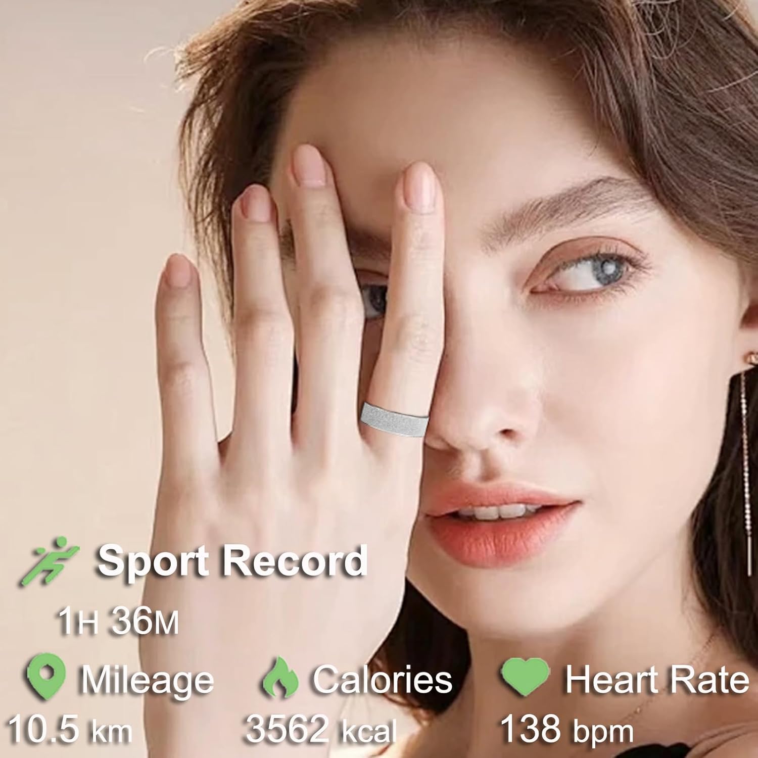 Smart Ring for Women Ladies Fitness Tracker Heart Rate Monitor Sleep Tracker Health Ring Step Counter Calories Waterproof Fashion Smart Rings for Android iOS Phones - Image 4