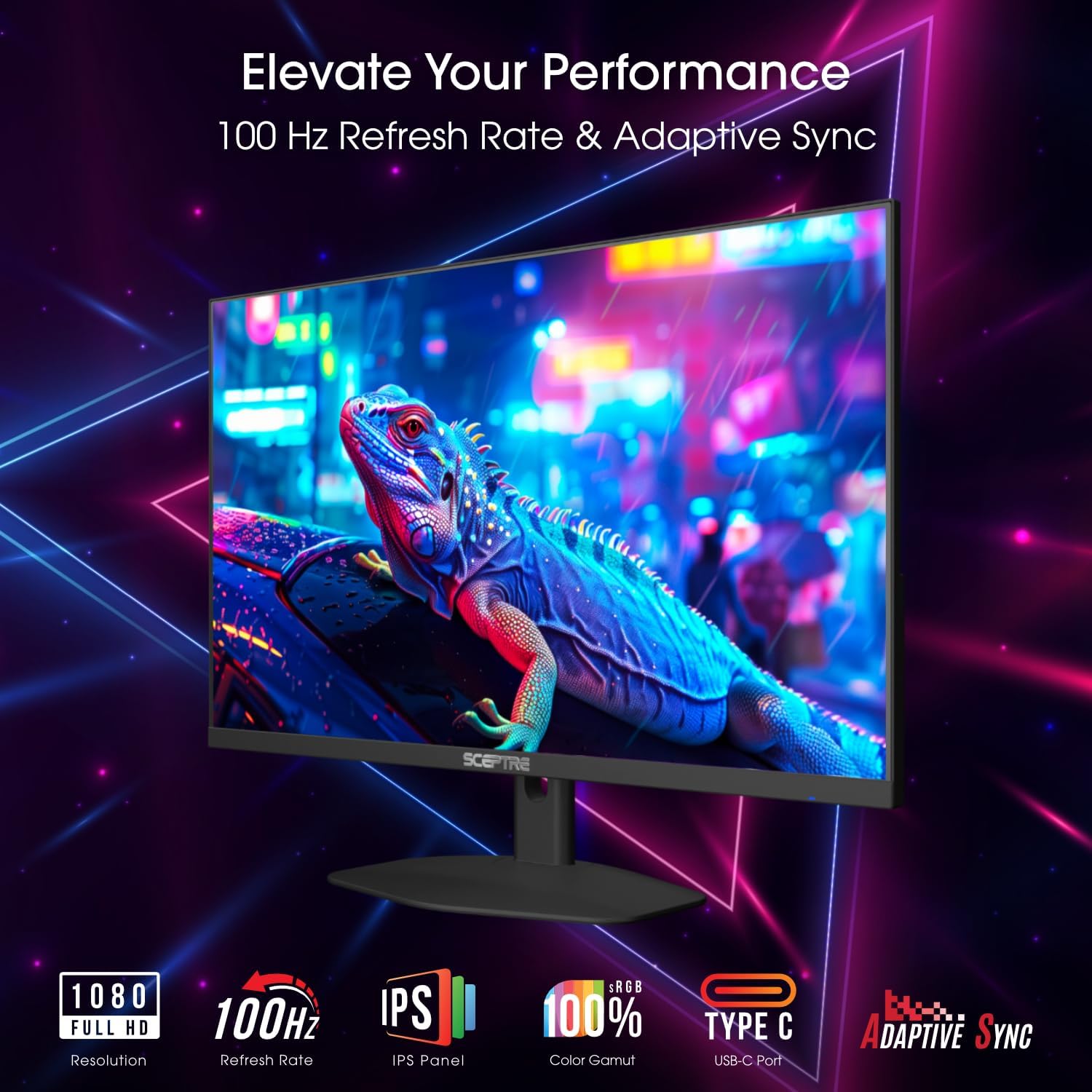 Sceptre IPS 24-inch Essential Thin 100Hz Gaming Monitor USB Type-C DisplayPort HDMI 100% sRGB Build-in Speakers, Machine Black 2024 (E248W-FP100T) - Image 4