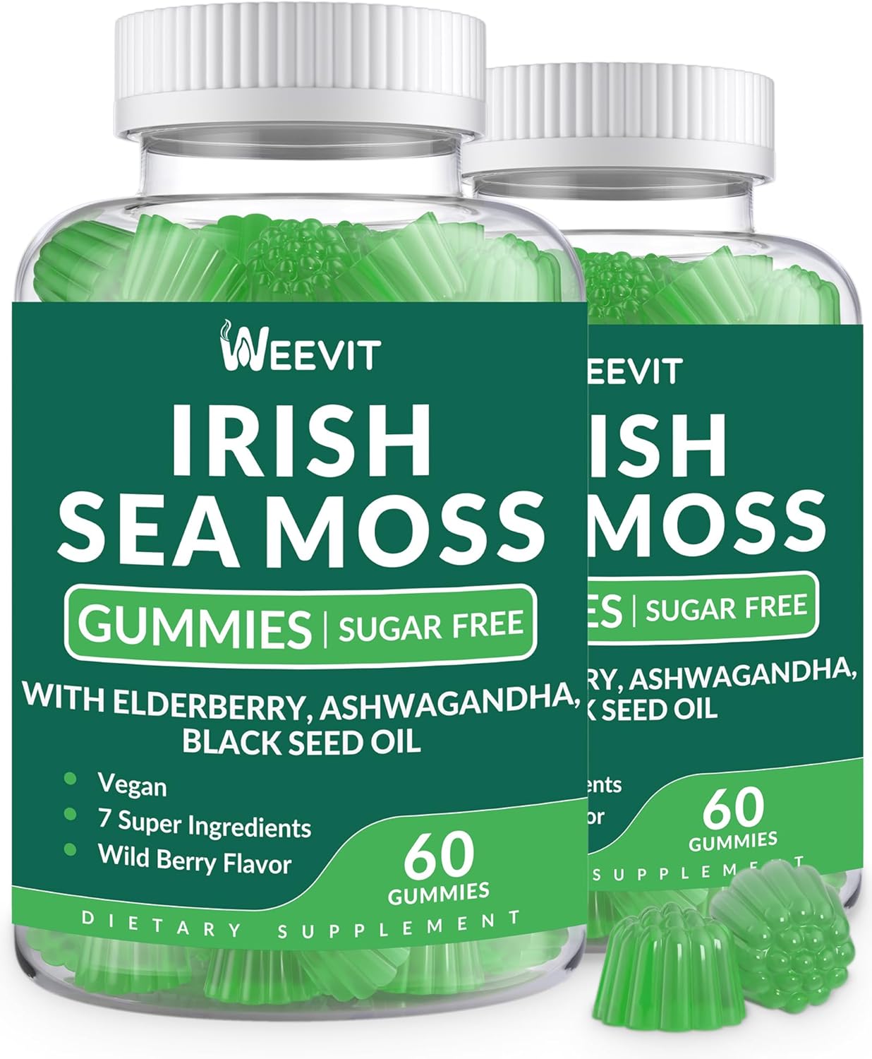 Sea Moss Gummies - Irish Sea Moss with Black Seed Oil, Ashwagandha, Elderberry, Burdock, Bladderwrack for Men & Women- Immune, Skin, Digestive, and Energy Support - Image 2