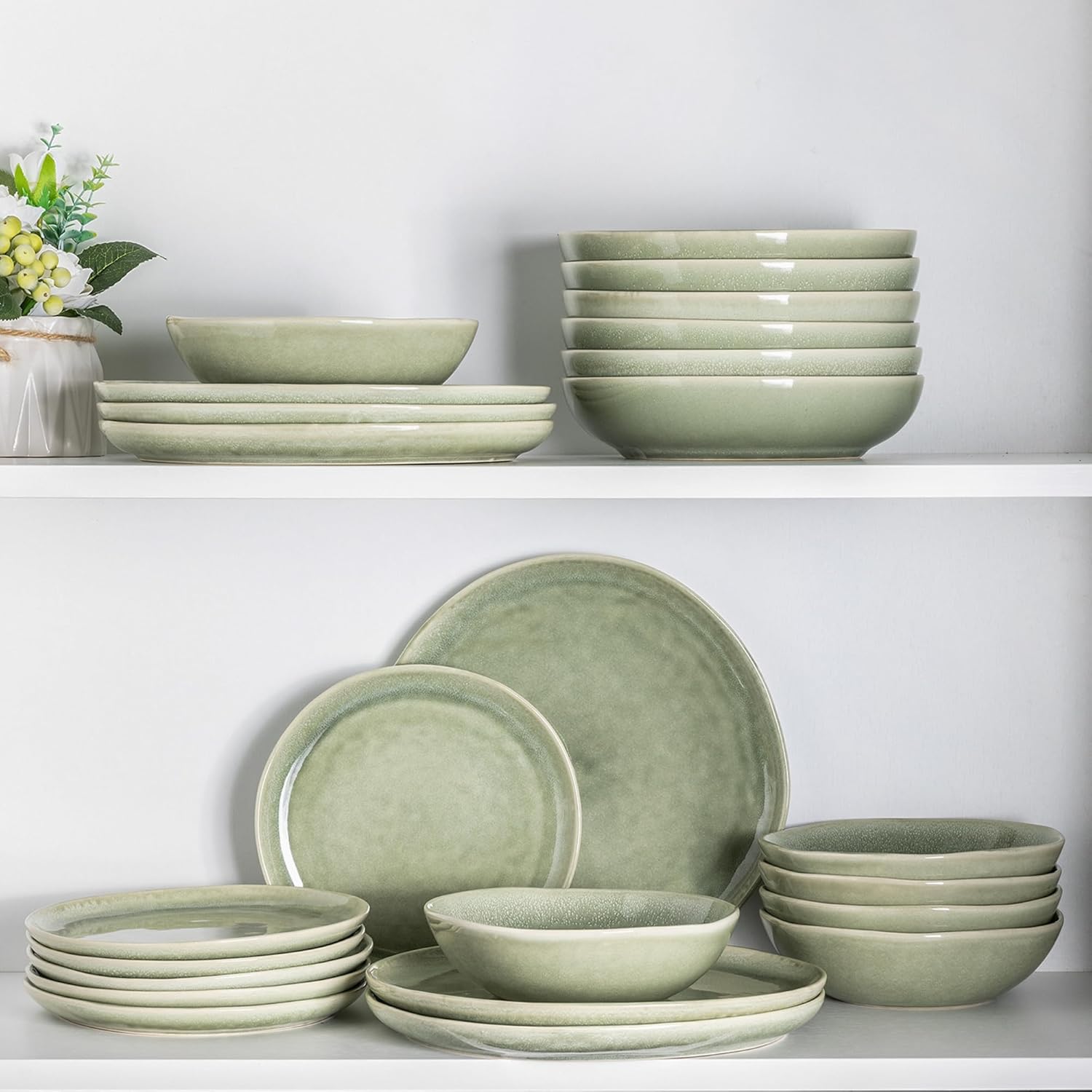 AmorArc Ceramic Dinnerware Sets,Handmade Reactive Glaze Plates and Bowls Sets,Highly Chip and Crack Resistant | Dishwasher & Microwave Safe Dishes Set, Service for 4 (16pc) - Image 9