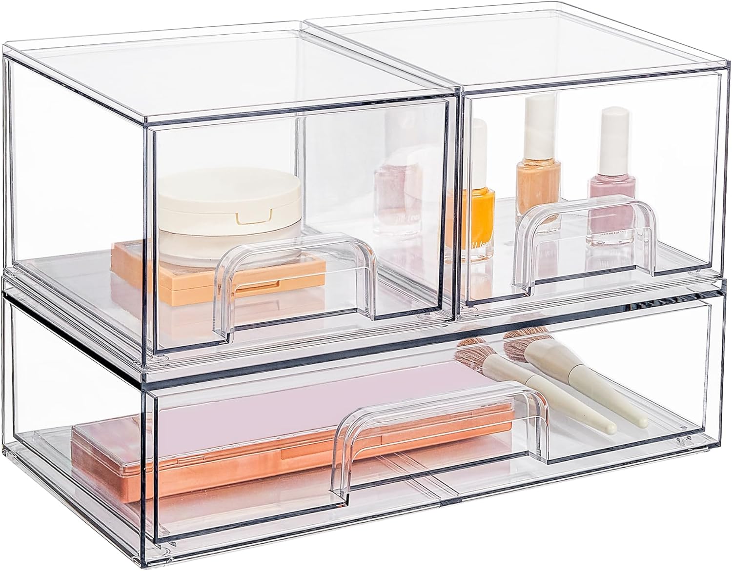 Vtopmart Stackable Storage Drawers Set of 3,Clear Plastic Organizer Bins for Makeup, Cosmetics, Beauty Supplies,Ideal for Vanity, Bathroom,Cabinet,Pantry Organization - Image 8