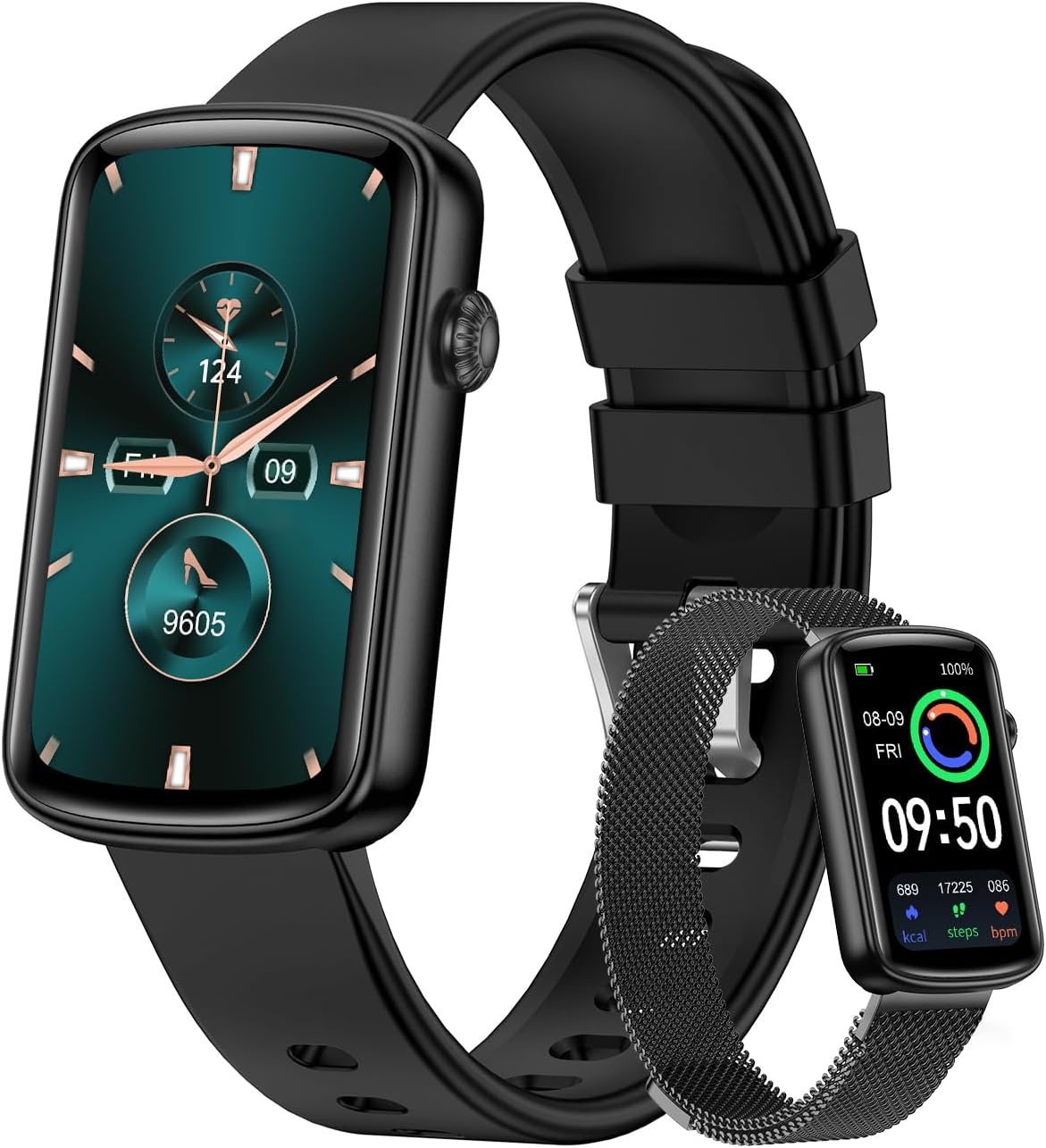 RUIMEN Fitness Tracker, Fitness Watches for Women Men with Heart Rate Monitor Blood Oxygen Sleep Tracker Pedometer, 1.47" Smart Watch Step Calorie Counter for Android iOS IP68 Waterproof (Black) - Image 2