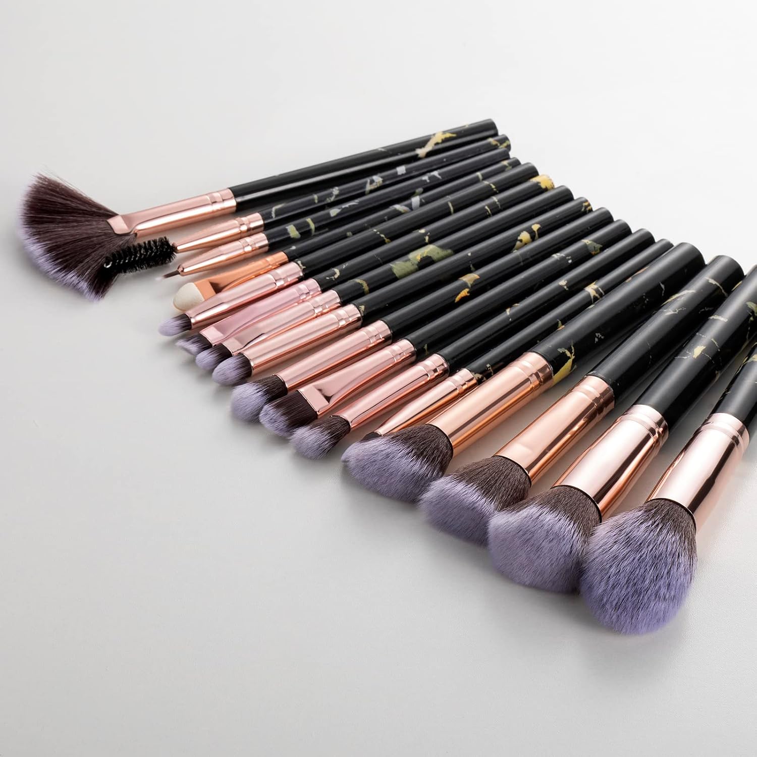 111 Makeup Brushes 16PCs Marble Makeup Brush Set With Case Premium Synthetic Foundation Powder Concealers Blending Eye Shadows Eyelash Eyebrow Face Make Up Brush Kit,Makeup Starters - Image 3