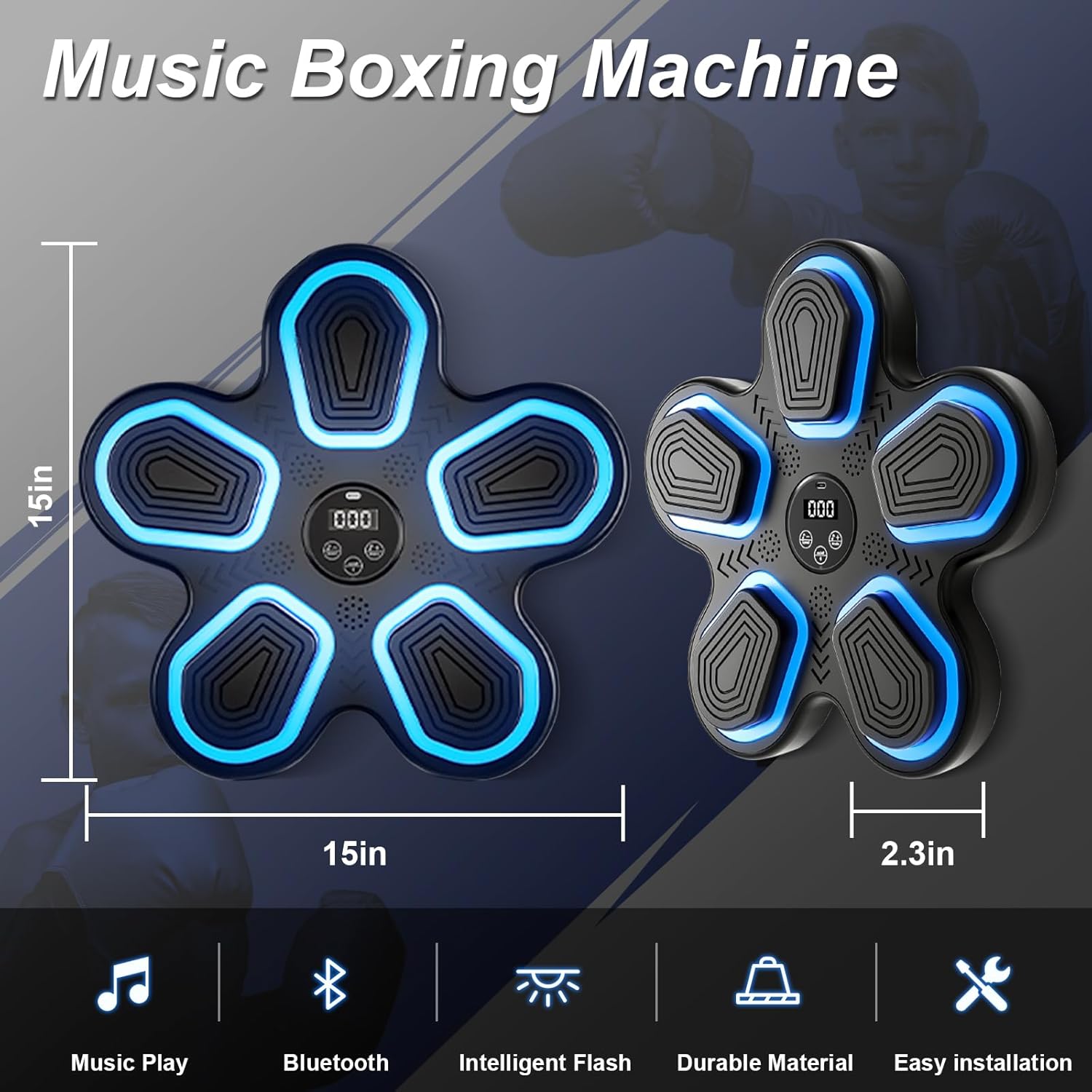 2025 Music Boxing Machine for Kids and Adults Wall Mounted Bluetooth Smart Punching Target Toys Equipment with Gloves Workout Punching Machine for Home,Office and Gym - Image 6