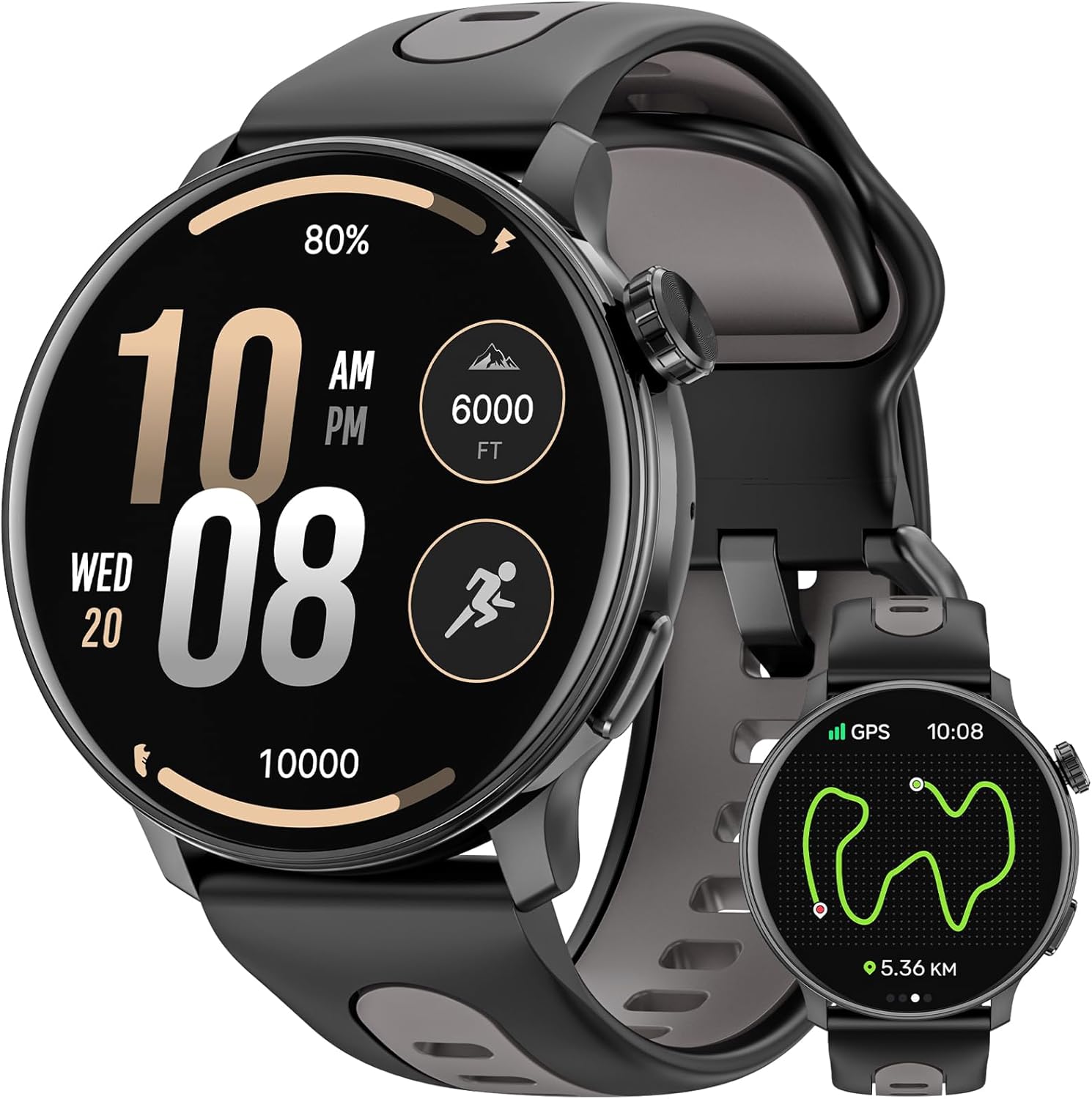 Smart Watch for Men Women GPS, 1.43'' AMOLED Smartwatch with Compass/Barometer/Altimeter 100+ Sports Fitness Tracker with Health Monitor for Android iOS 3ATM Waterproof Answer/Make Call - Image 2