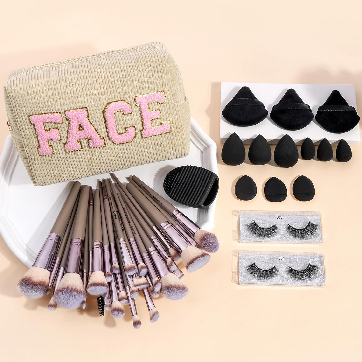 MAANGE Makeup Brushes Set 46 Pcs Makeup Tool Set Premium Synthetic Brush Make up Brush Set Multi-functional Makeup Kit (Champagne, 46 Piece Set) - Image 7