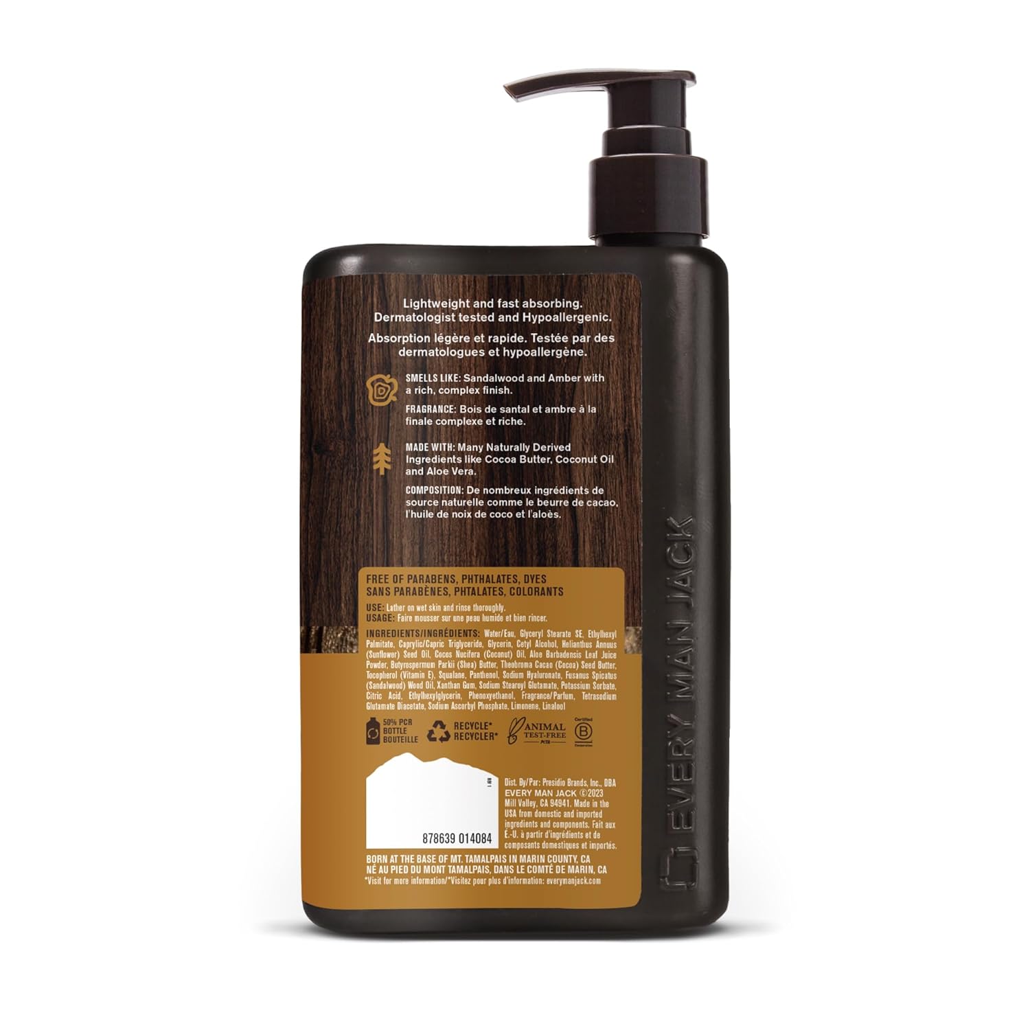 Every Man Jack Mens Amber + Sandalwood Hand & Body Lotion for All Skin Types - Dermatologist Tested & Hypoallergenic - Nourish Skin with Lightweight Fast Absorbing Lotion - 13.5oz 2 Bottles - Image 6