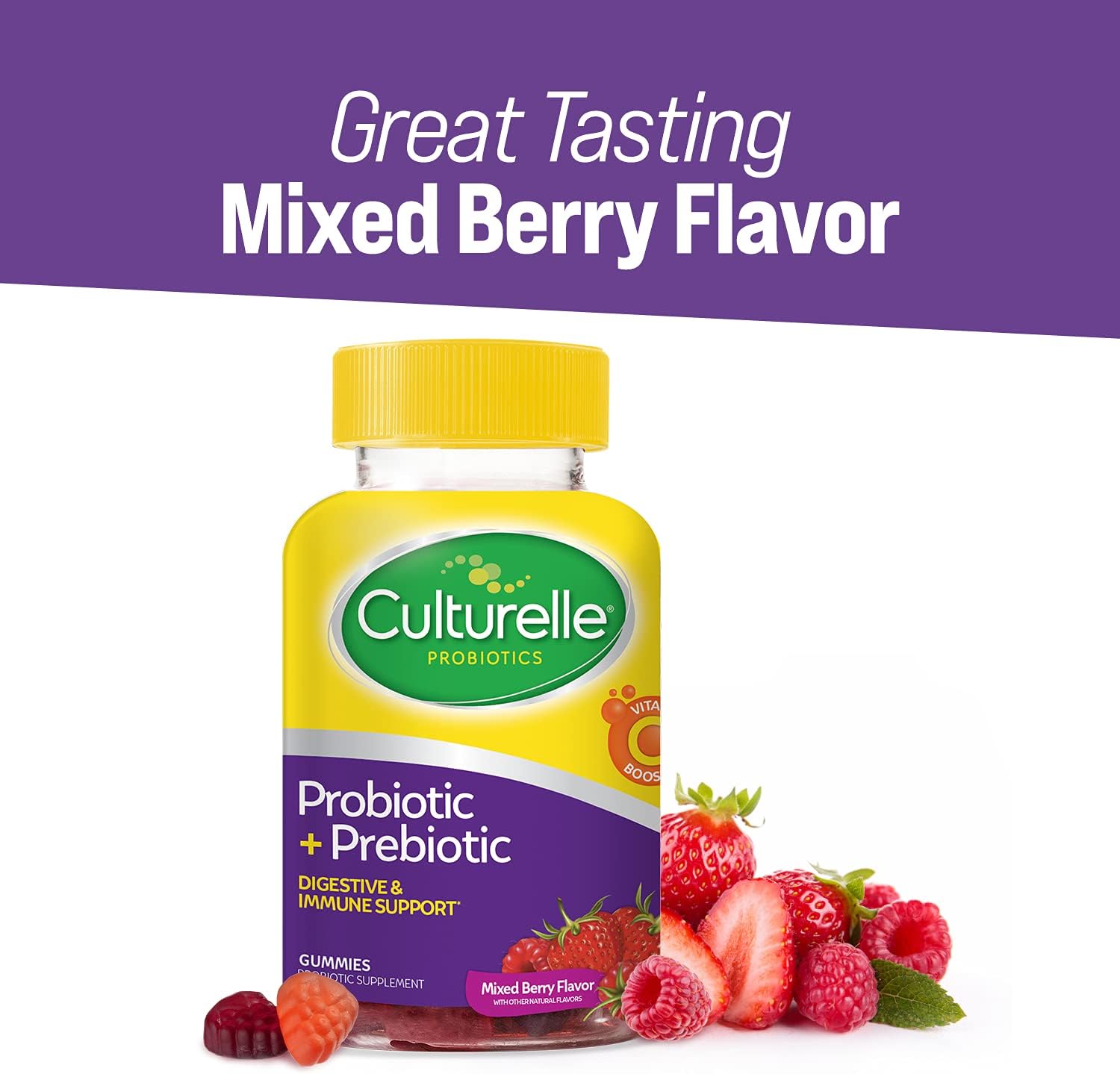 Culturelle Daily Probiotic Gummies for Women & Men, Berry Flavor, 52 Count, Naturally-Sourced Daily Probiotic + Prebiotic for Digestive Health, Non-GMO & Vegan - Image 6