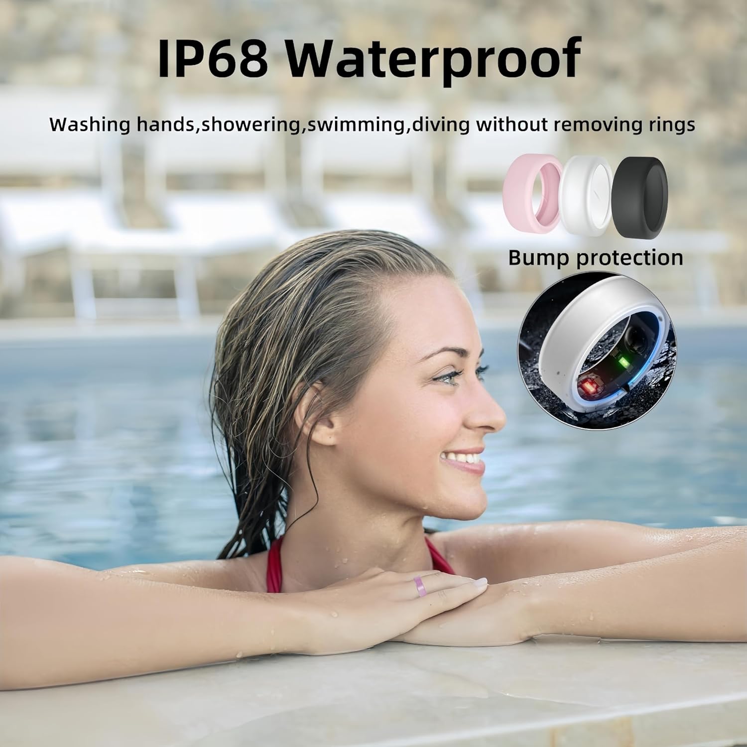 Smart Ring For Women Men, Health Fitness Tracker Ring, IP68 Waterproof Ring, Sleep Tracker Ring With Charging Case And Ring Protector, Remote Photography, Family Care, No App Fees (Lavender Pink, 8#) - Image 7