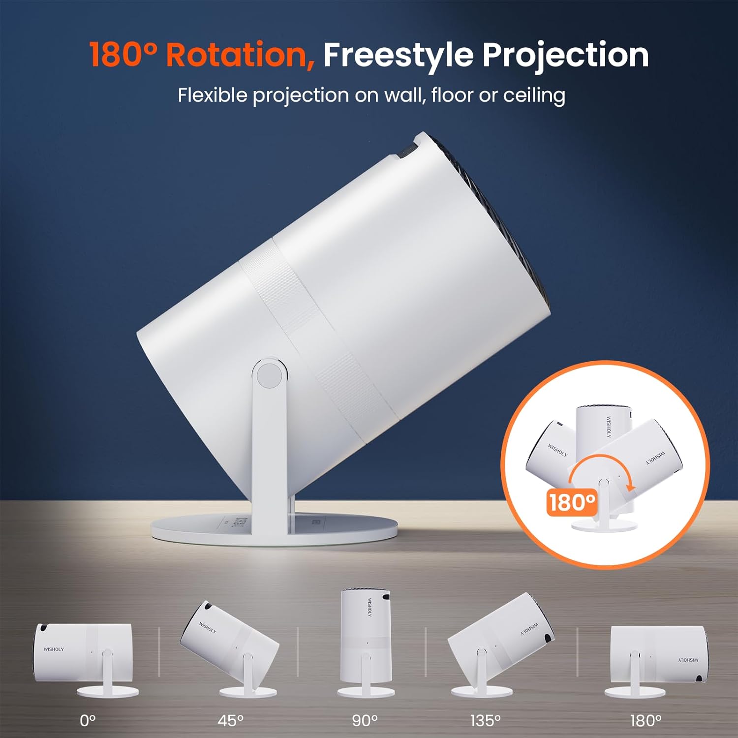 Mini Projector with WiFi and Bluetooth, Portable Movie Projector with 180° Rotatable, 1080P HD Supported, Auto Vertical Keystone, Compatible with Smartphone, TV Stick, Laptop, HDMI, USB - Image 7