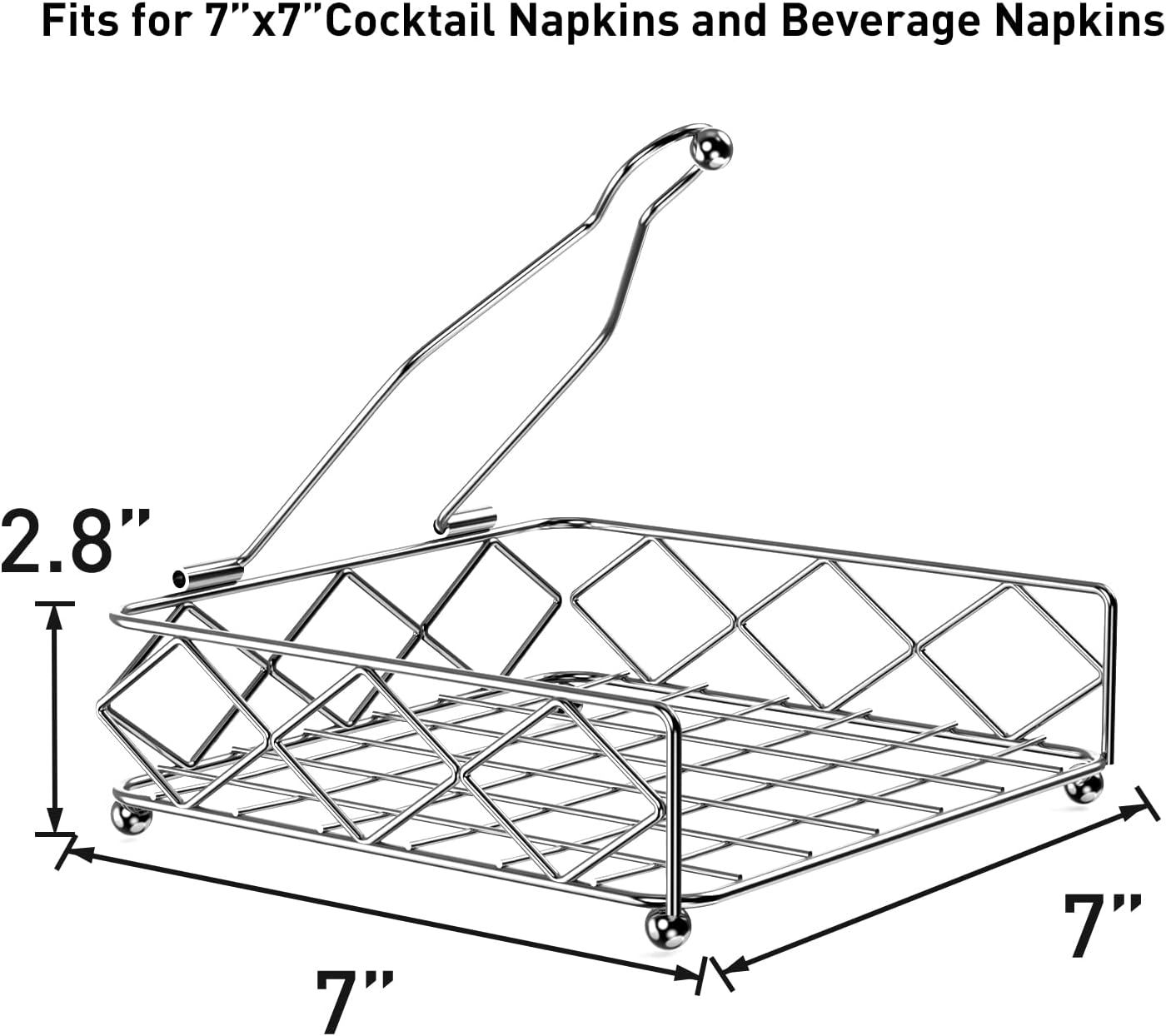 Modern Napkin Holder for Table, Horizontal Tissue Dispenser for Kitchen Countertop, Dining or Picnic Table Décor, Metal Paper Organizer for Restaurant, Flat Cocktail Napkins Caddy, Silver - Image 8