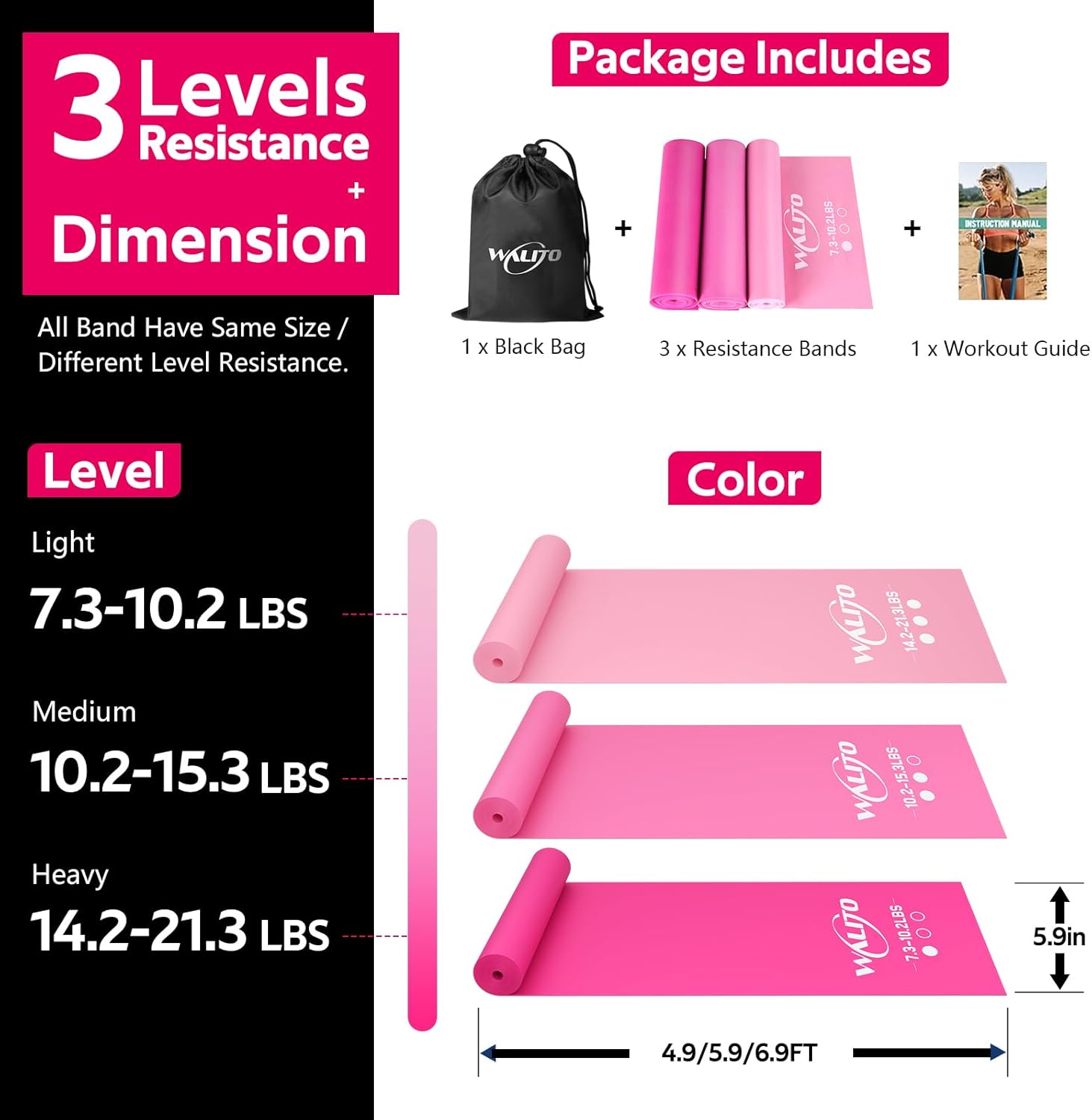 WALITO Resistance Bands for Working Out, Exercise Bands for Women and Men, Workout Bands for Physical Therapy, Stretch, Recovery, Pilates, Rehab, Strength Training and Home Gym - Image 8