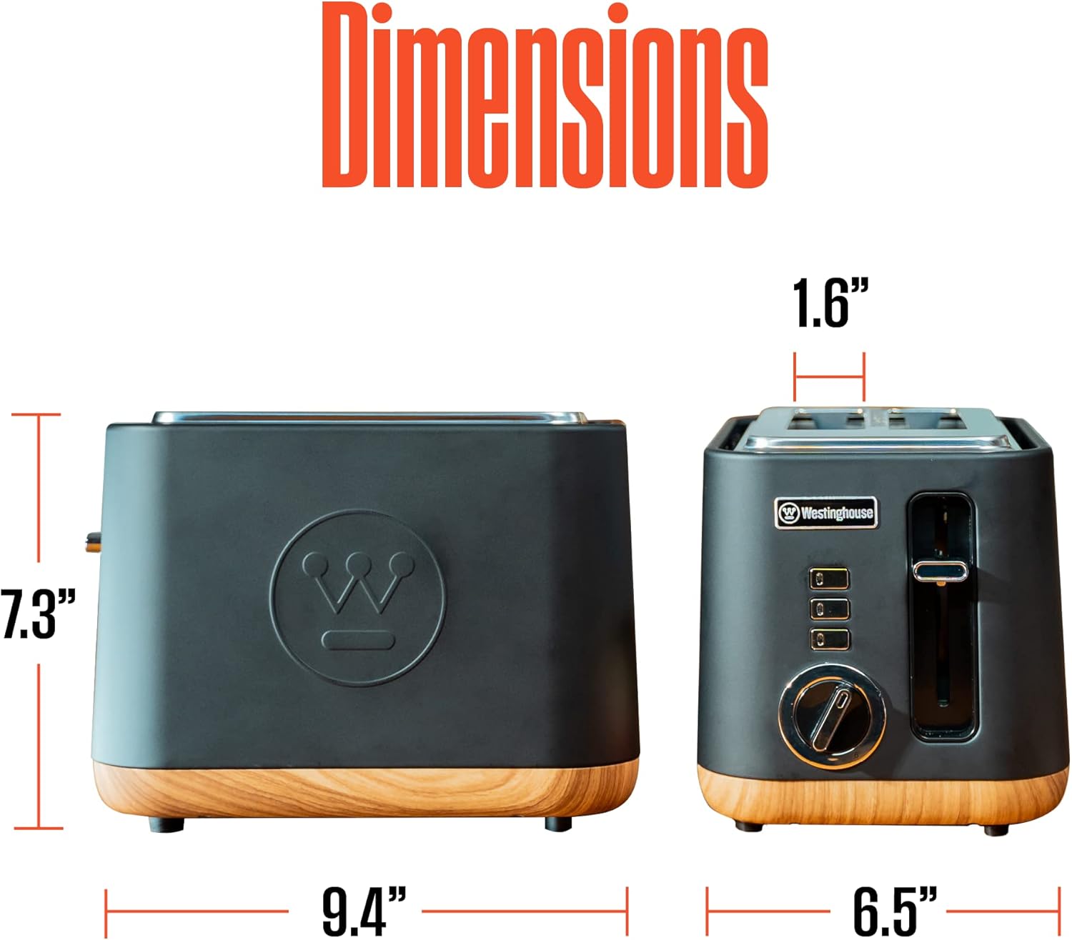 Westinghouse Scandinavian Design Toaster with Wide Slots, Removable Crumb Tray, 6 Browning Levels, and Cancel/Reheat/Defrost Options - for Bread, Bagels, & Waffles - Black with Wood Finish, 2-Slice - Image 8