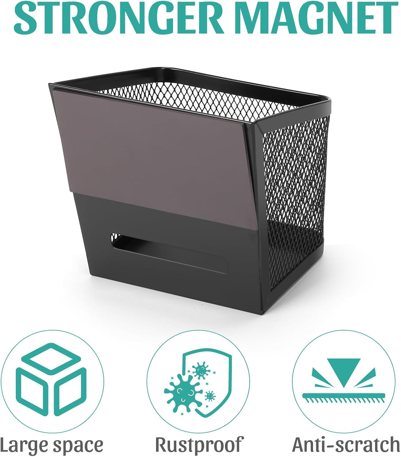 2 Pack Magnetic Spice Rack for Refrigerator and Oven Magnetic Fridge Basket Shelf Organizer for Kitchen Storage (Black) - Image 6