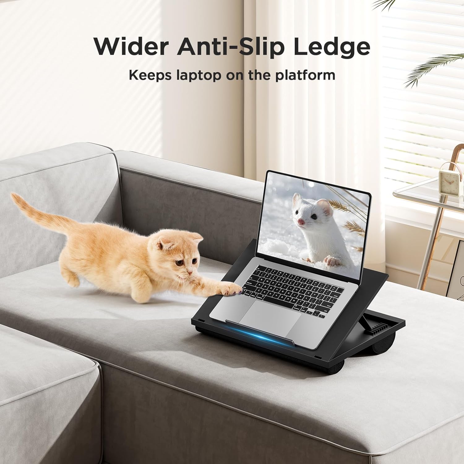 Adjustable Laptop Stand with 8 Angles - Dual Cushion Desk for Sofa, Bed, Car or Work Table by HUANUO - Image 7