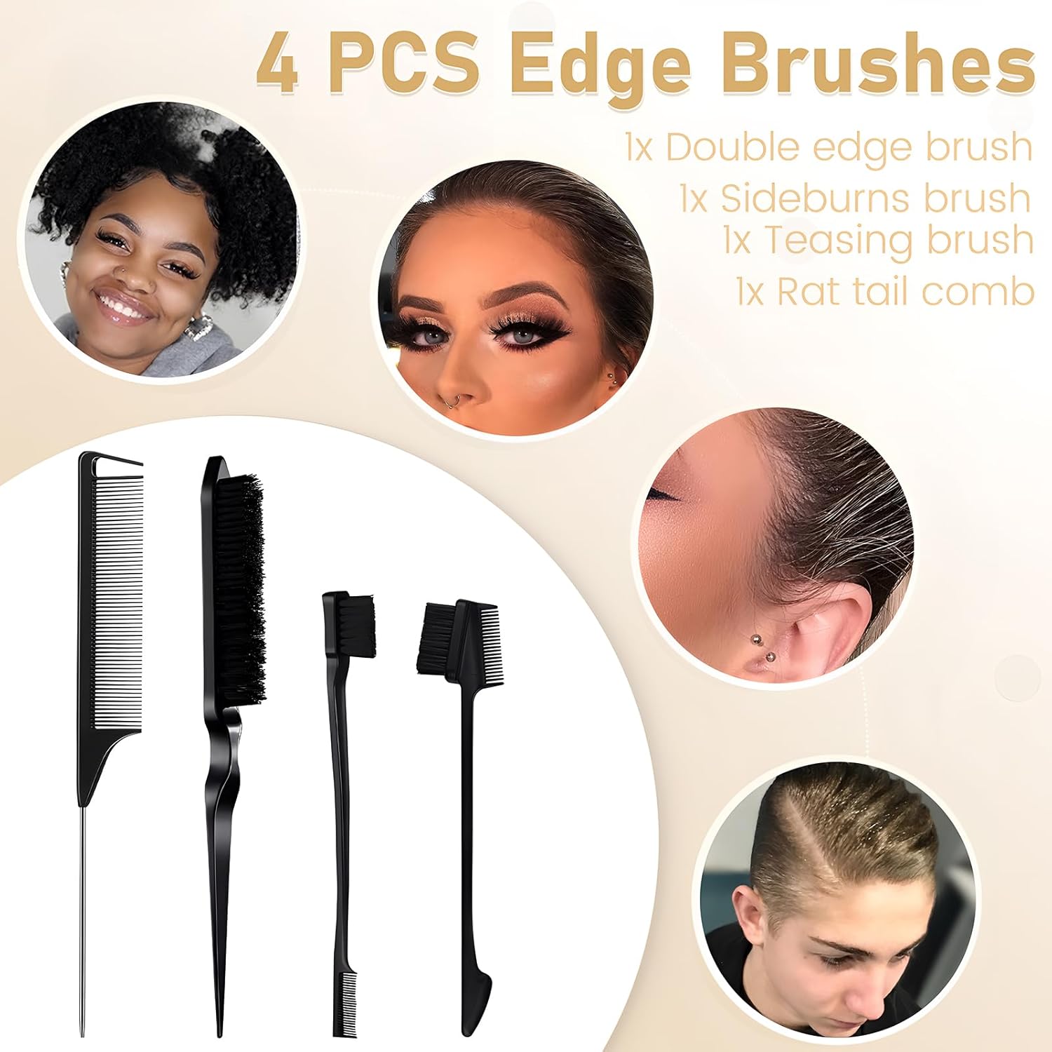 VOLLUCK Hair Wax Stick for Wigs + 4 PCS Edge Brushes Hair Styling Comb Set, Edge Control Slick Stick Hair Pomade 2.7Oz Stick Non-greasy Styling Wax, Long Lasting, Strong Hold Temporary Hair Product - Image 5