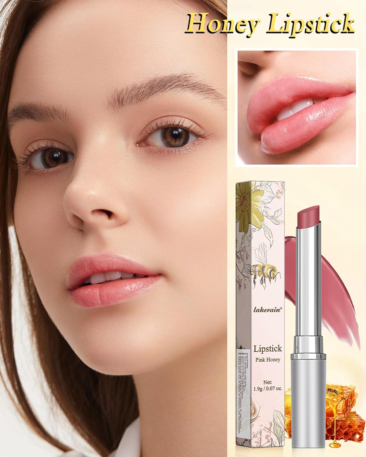 Tinted Lip Balm-2Pcs Pink Color Honey Hydrating Lip Tint Moisturizer,Shiny Honey Lip Care Balm for Dry Lip, Moisturizing Sheer Lip Gloss Lip Treatment,Mother's Day Lip Makeup Gift for Women Girl - Image 4