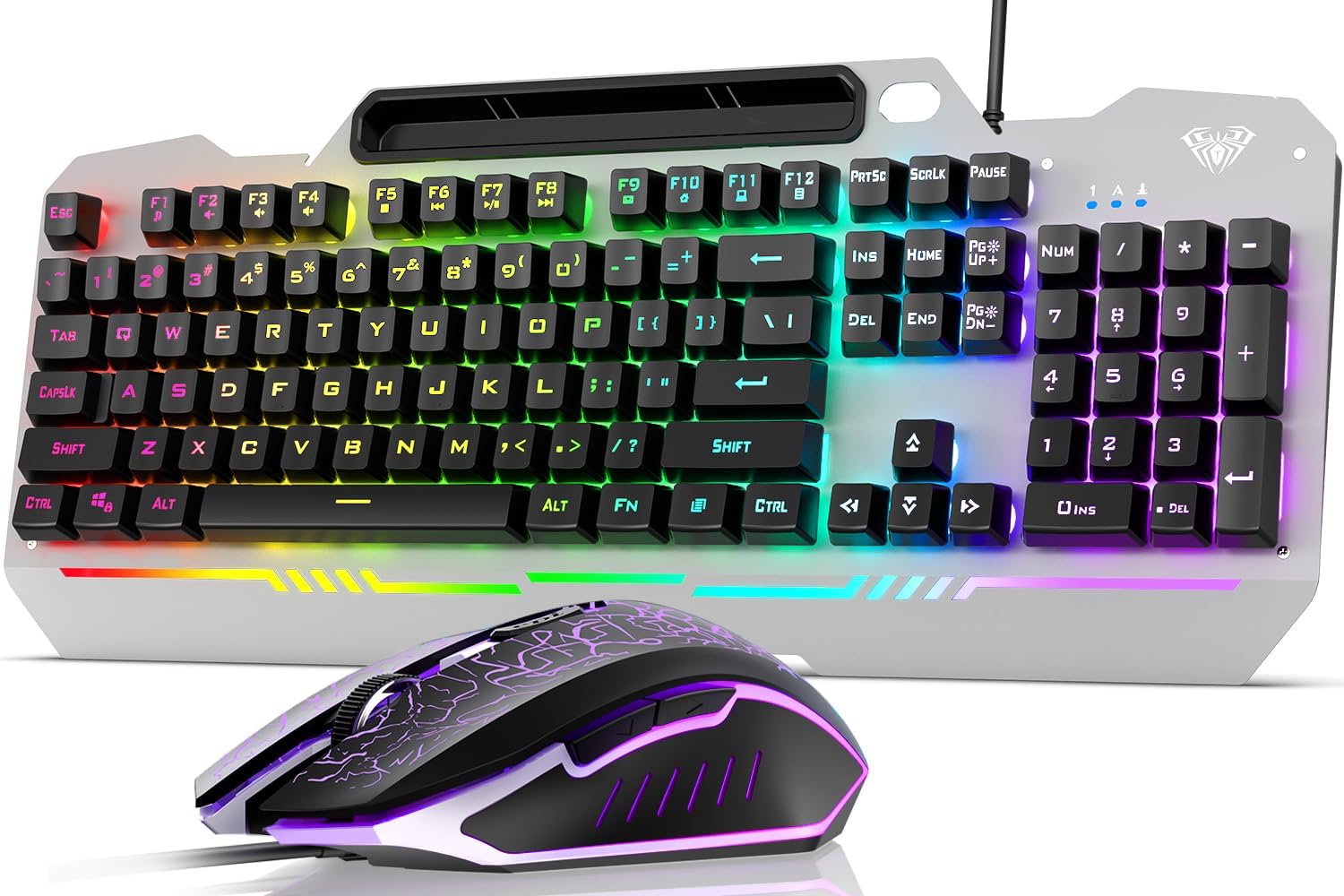 AULA Keyboard, T102 104 Keys Gaming Keyboard and Mouse Combo with RGB Backlit Number Pad, All-Metal Panel Waterproof Light Up PC Keyboard, USB Wired Computer Keyboards Gaming for MAC Xbox PC Gamer - Image 2