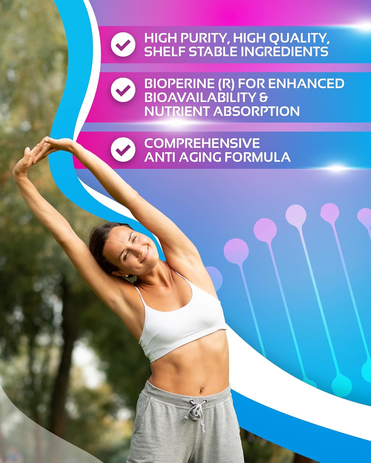 NR + Resveratrol Supplement - Increase NAD, DNA & Cellular Health, Longevity, Vitality. 5-in-1 Anti Aging Formula w/ Nicotinamide Riboside, Trans Resveratrol, Vitamin C, Grape Seed, Pine Bark - Image 6