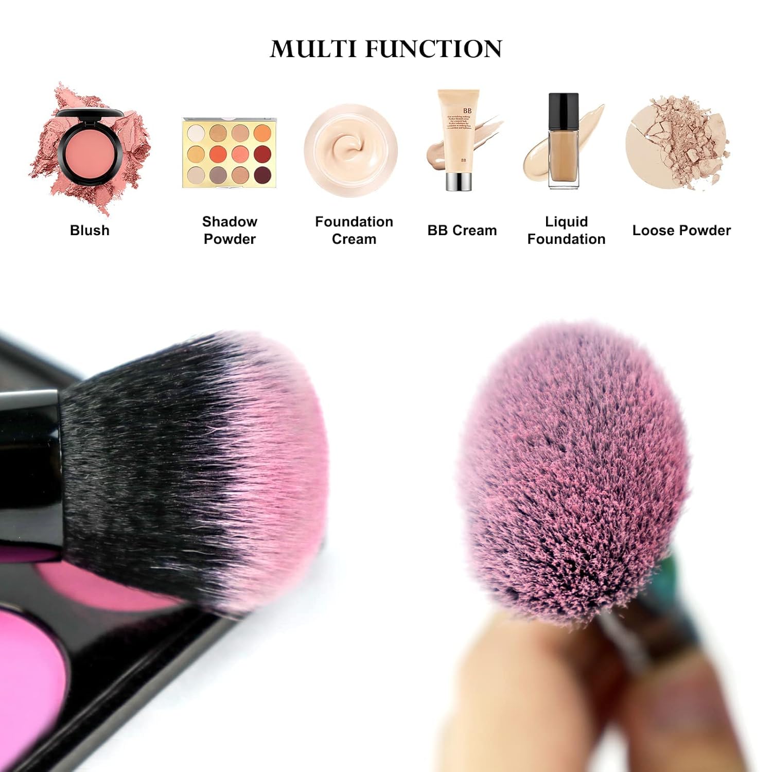 Daxstar Makeup Brushes with a Foldable Case, Makeup Kit 15PCS, Make up Brushes Set Black with 4 Makeup Sponges - Image 4
